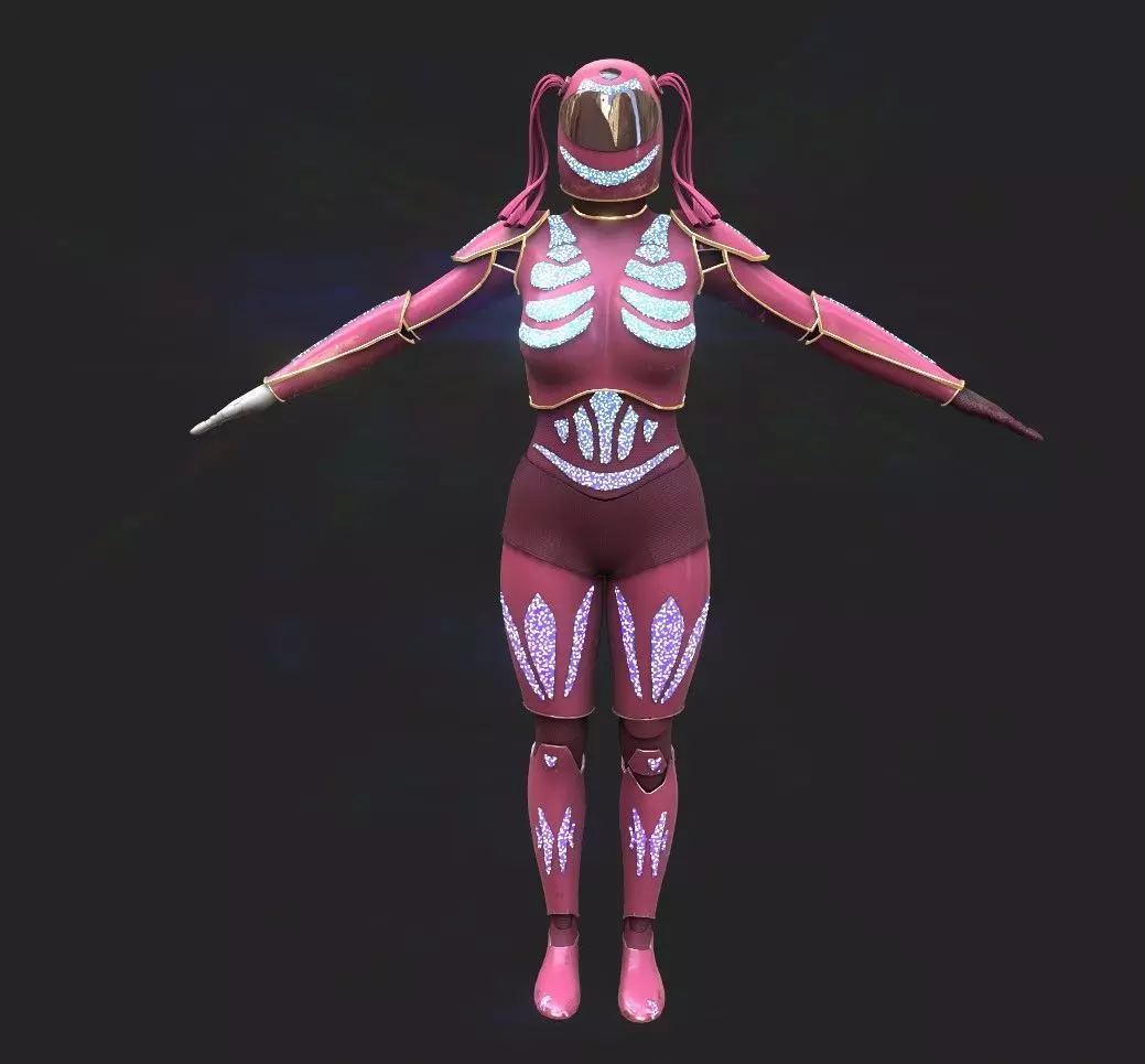 High-quality pink robot 3D model_0