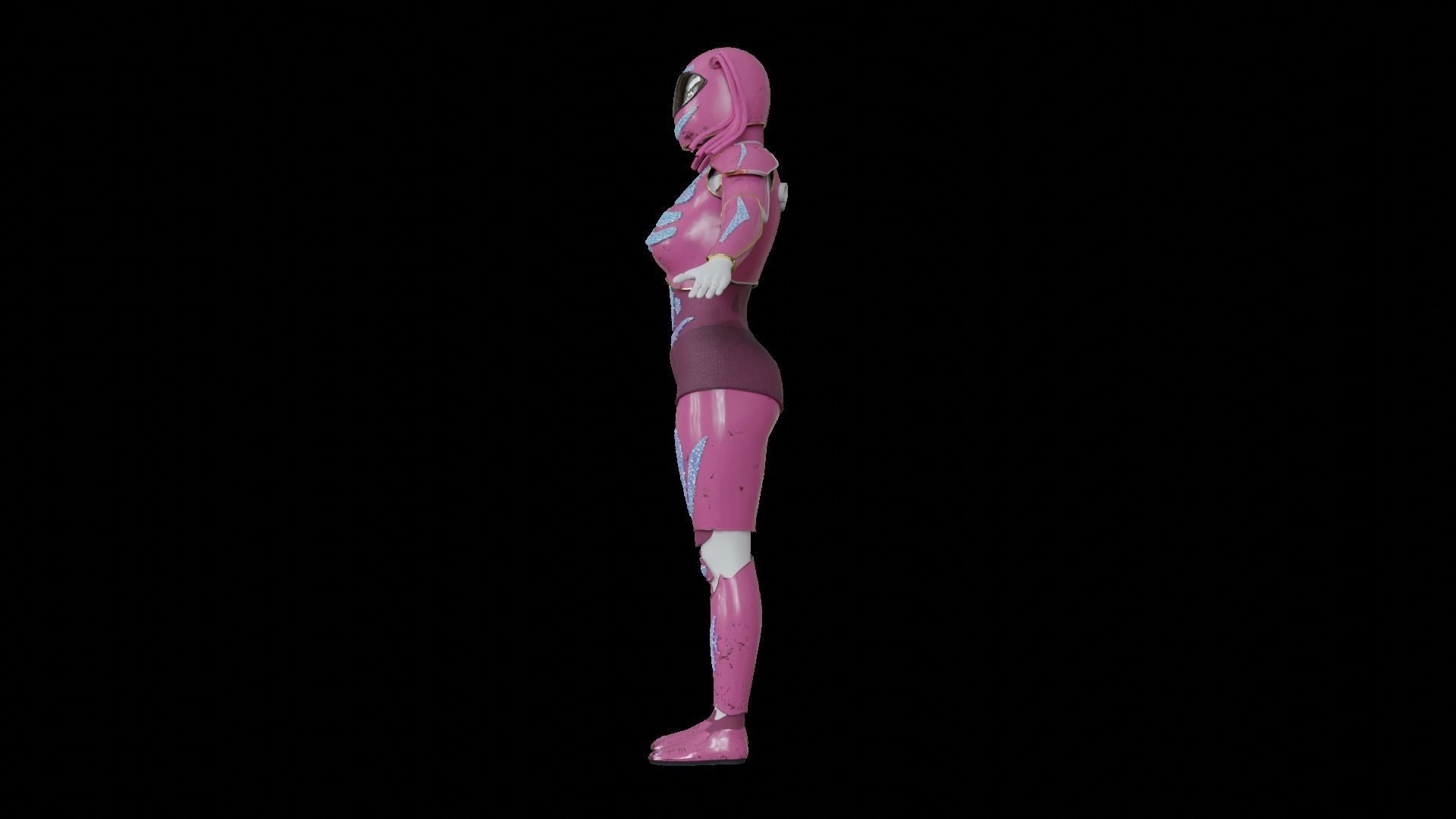 High-quality pink robot 3D model_10