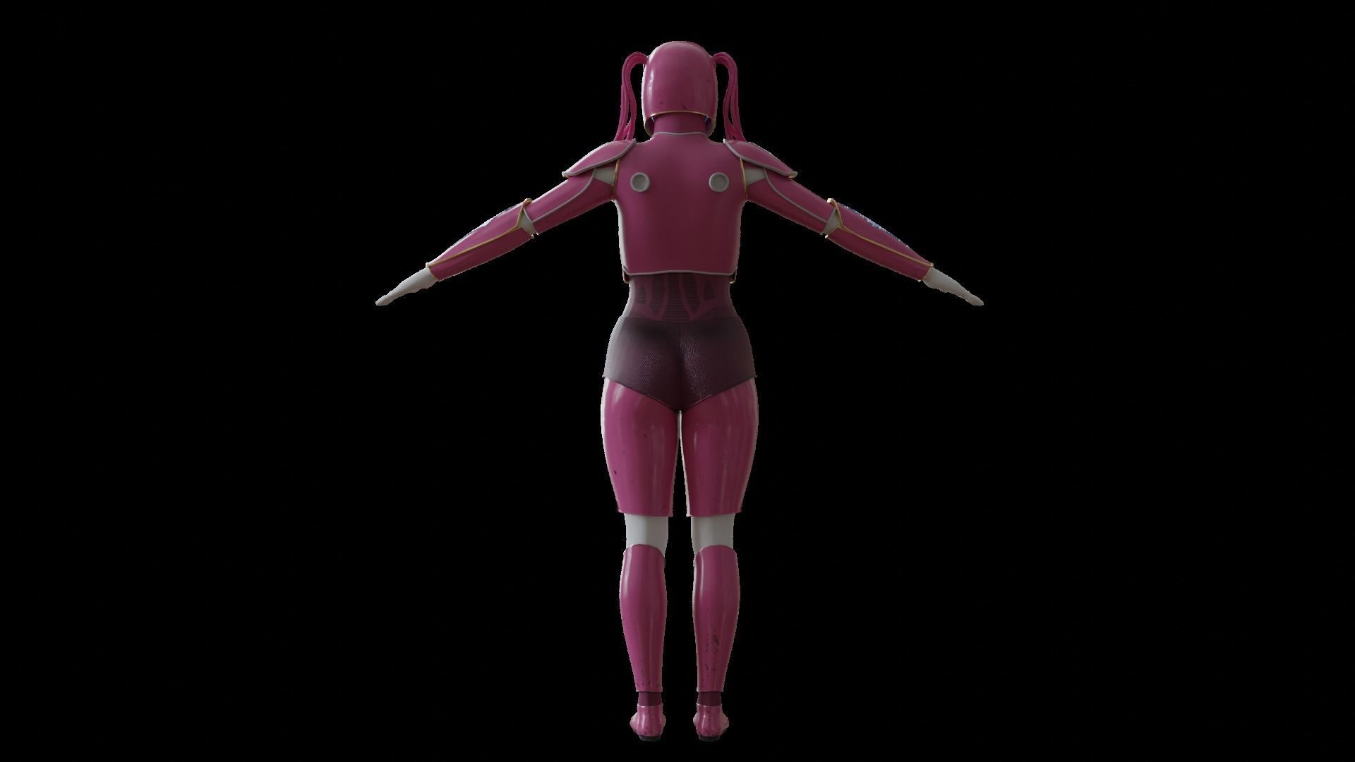 High-quality pink robot 3D model_11