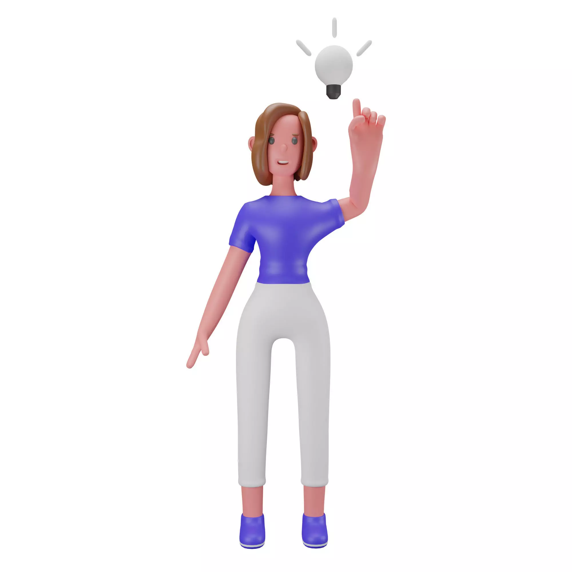 3d Female or Girl Character Having Idea Low-poly 3D model_0