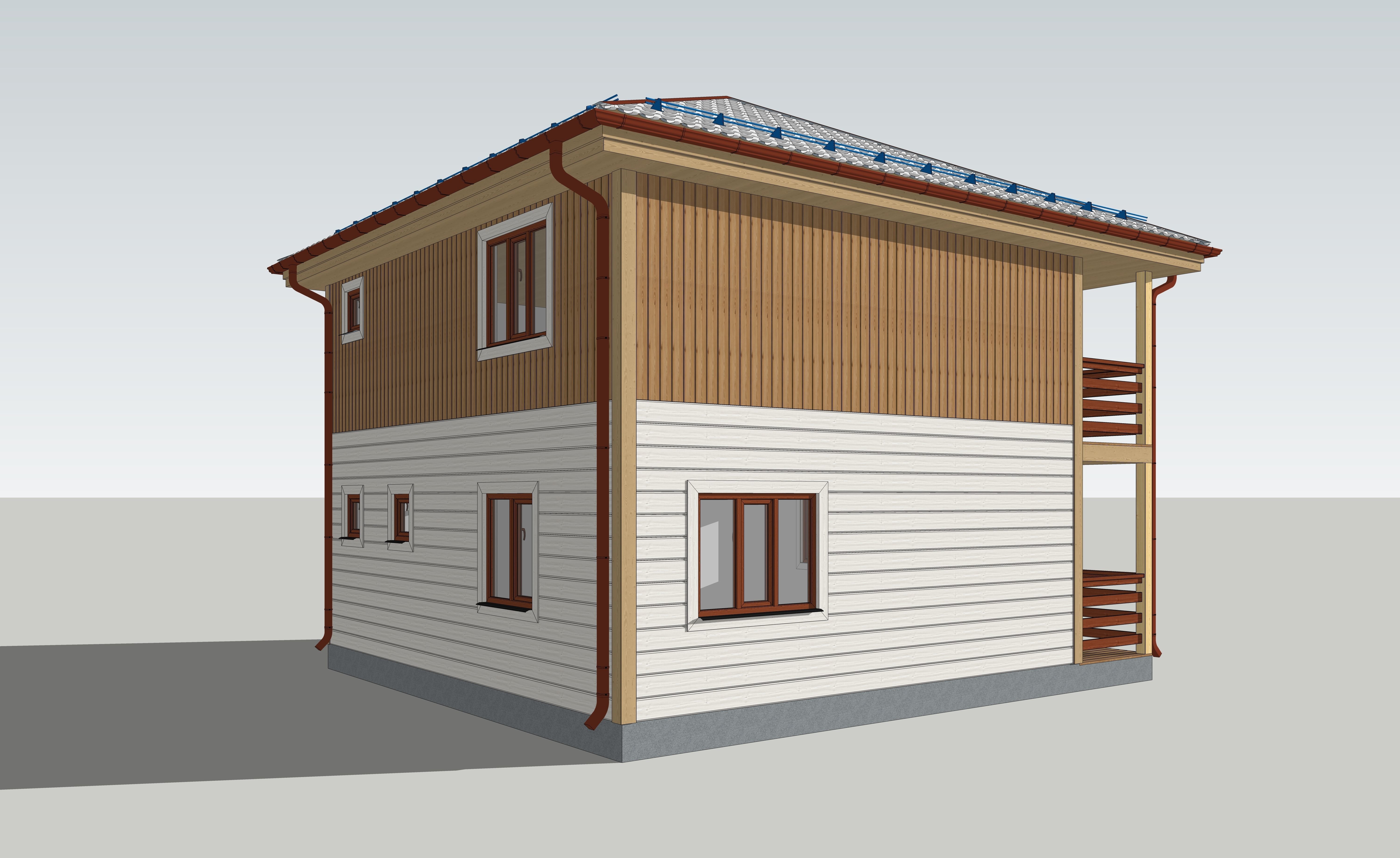 DK-83 two story house with balcony 3D model_6