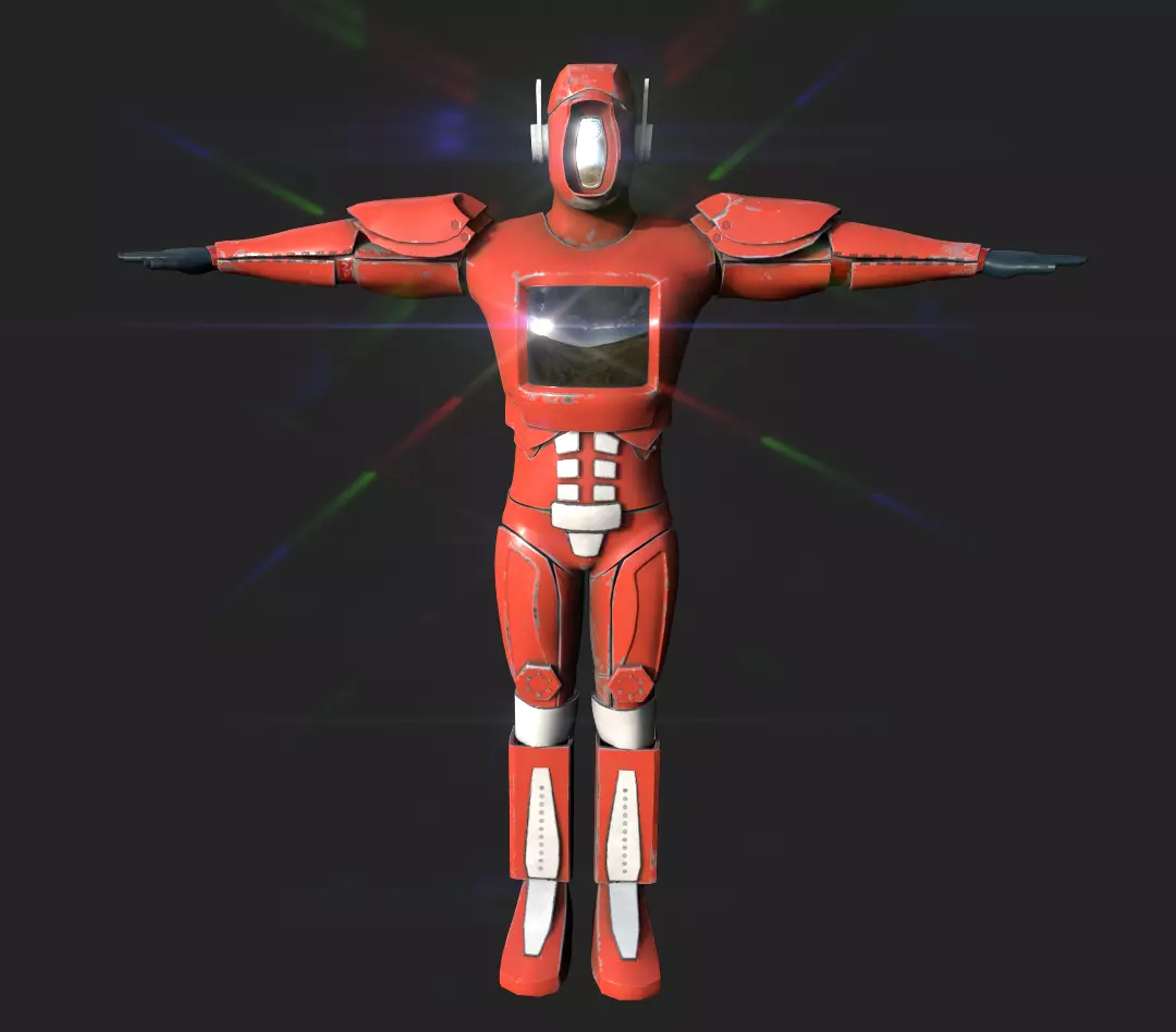 High-quality red robot model 3D model_0