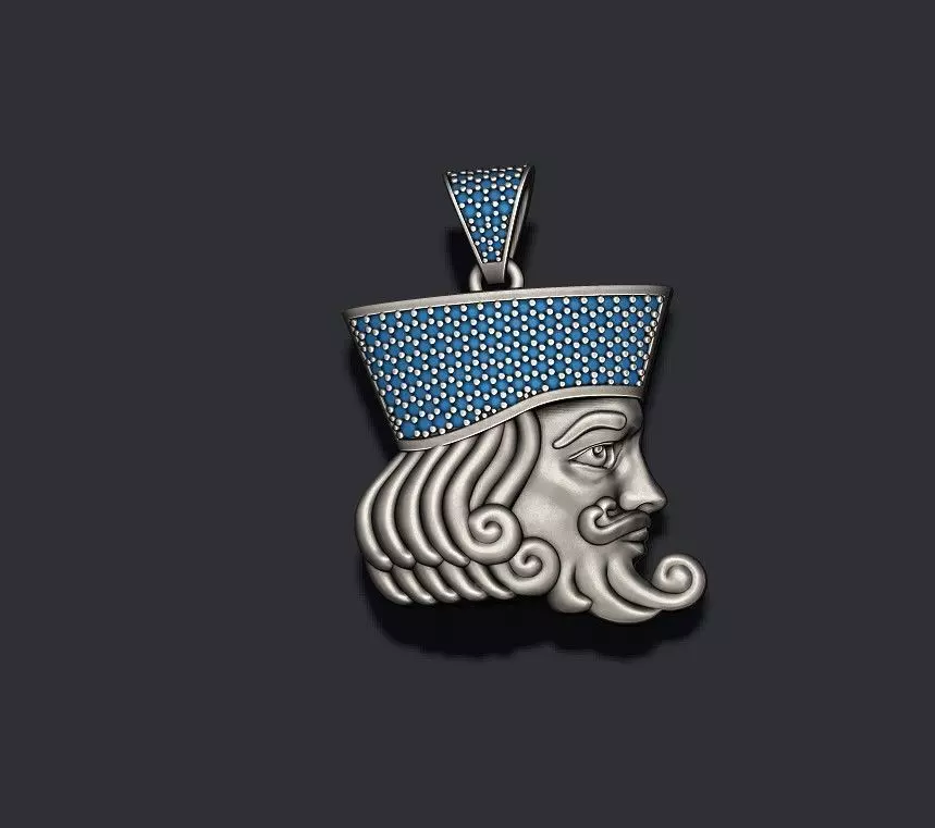 king head playing card pendant 3D print model_0
