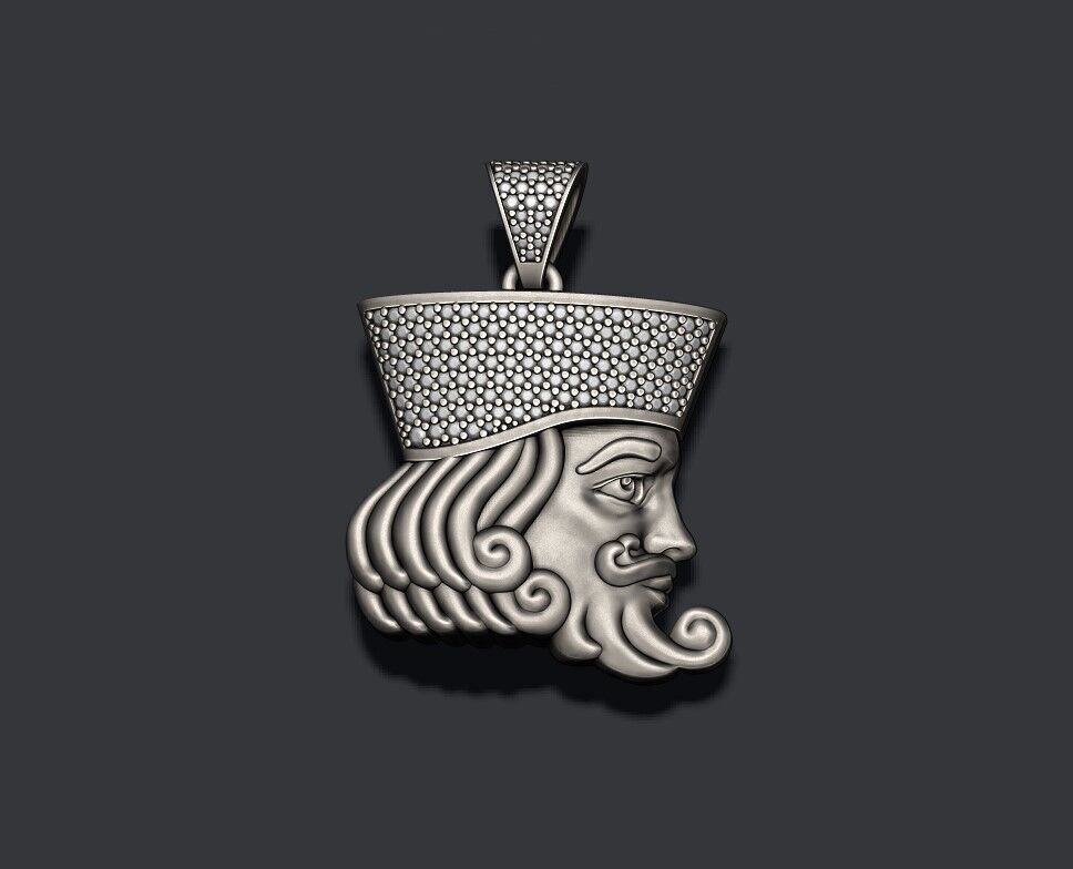 king head playing card pendant 3D print model_6