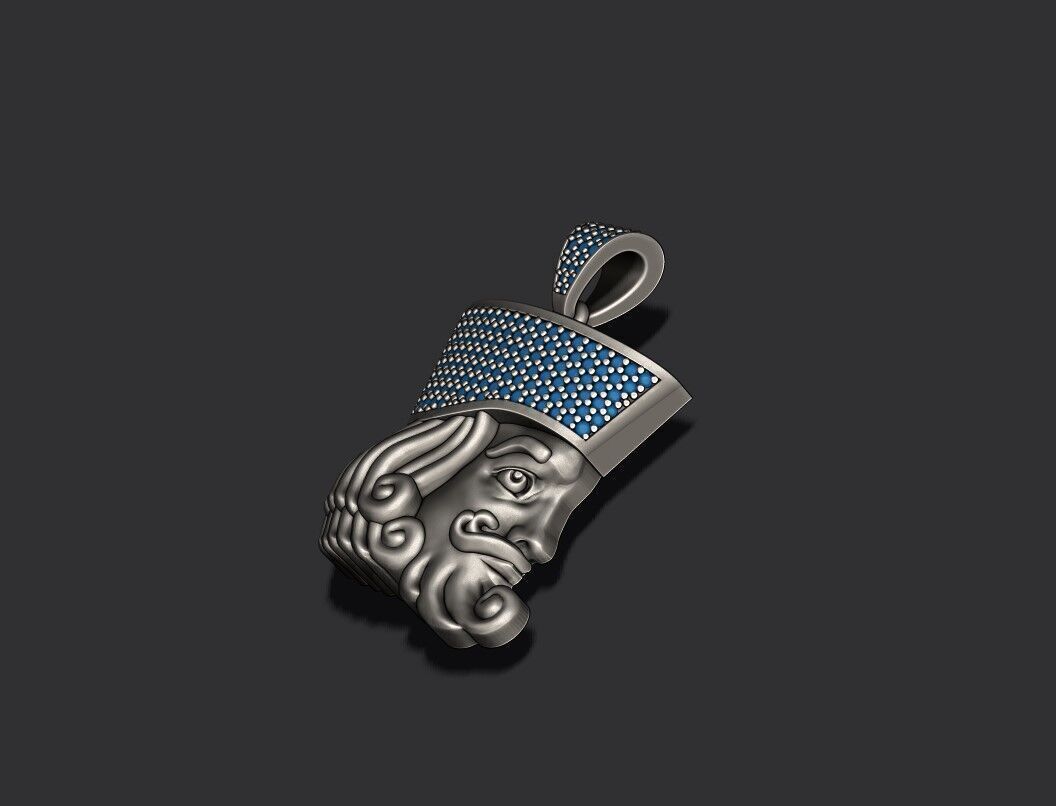 king head playing card pendant 3D print model_4