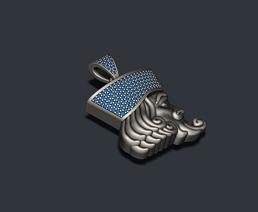 king head playing card pendant 3D print model_2