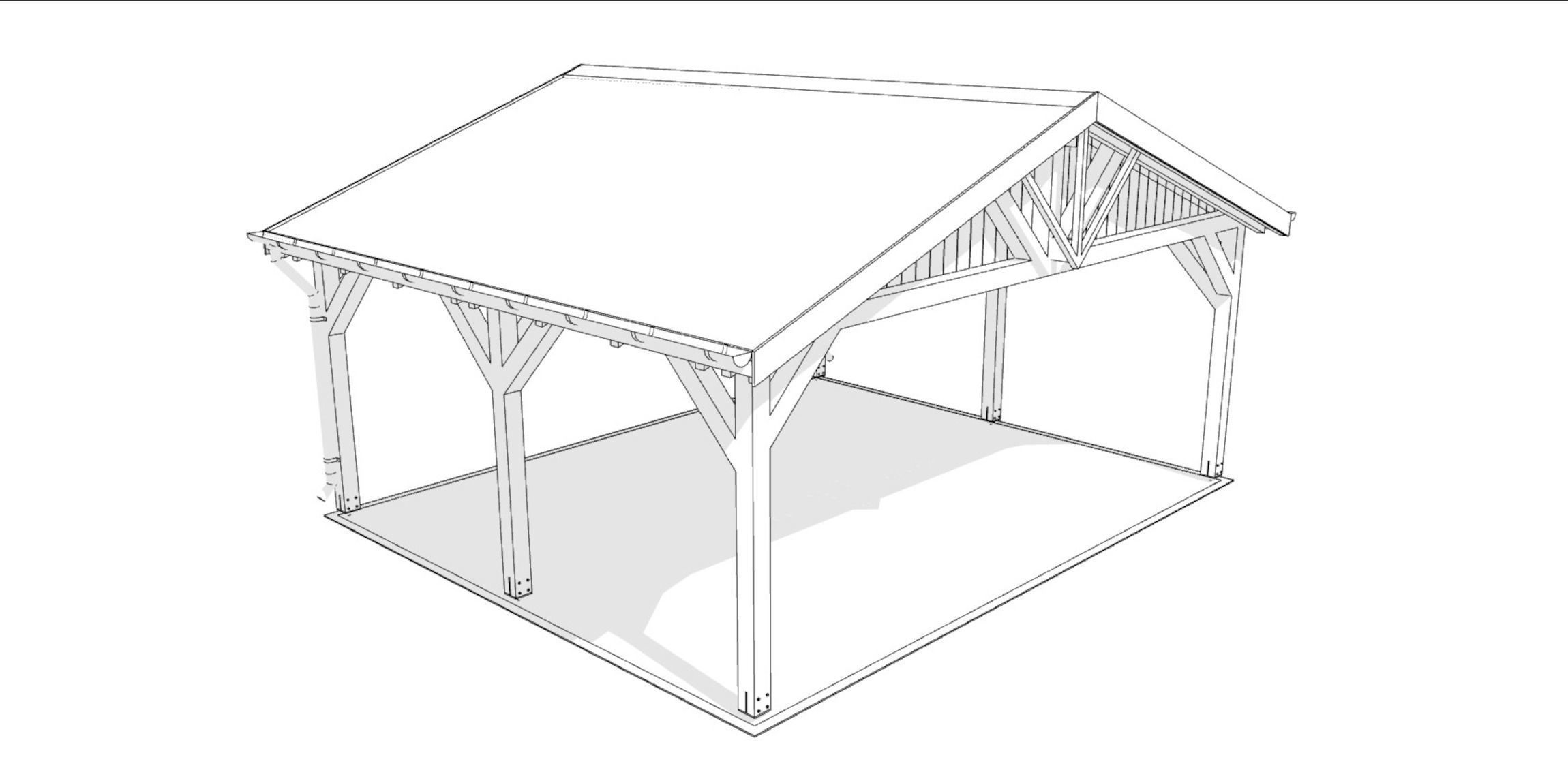 wooden carport 3D model_8