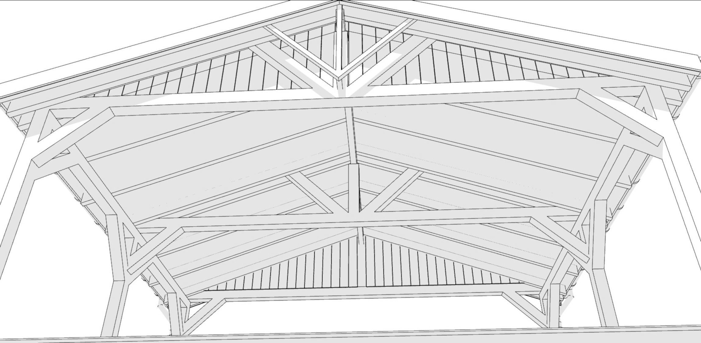 wooden carport 3D model_9