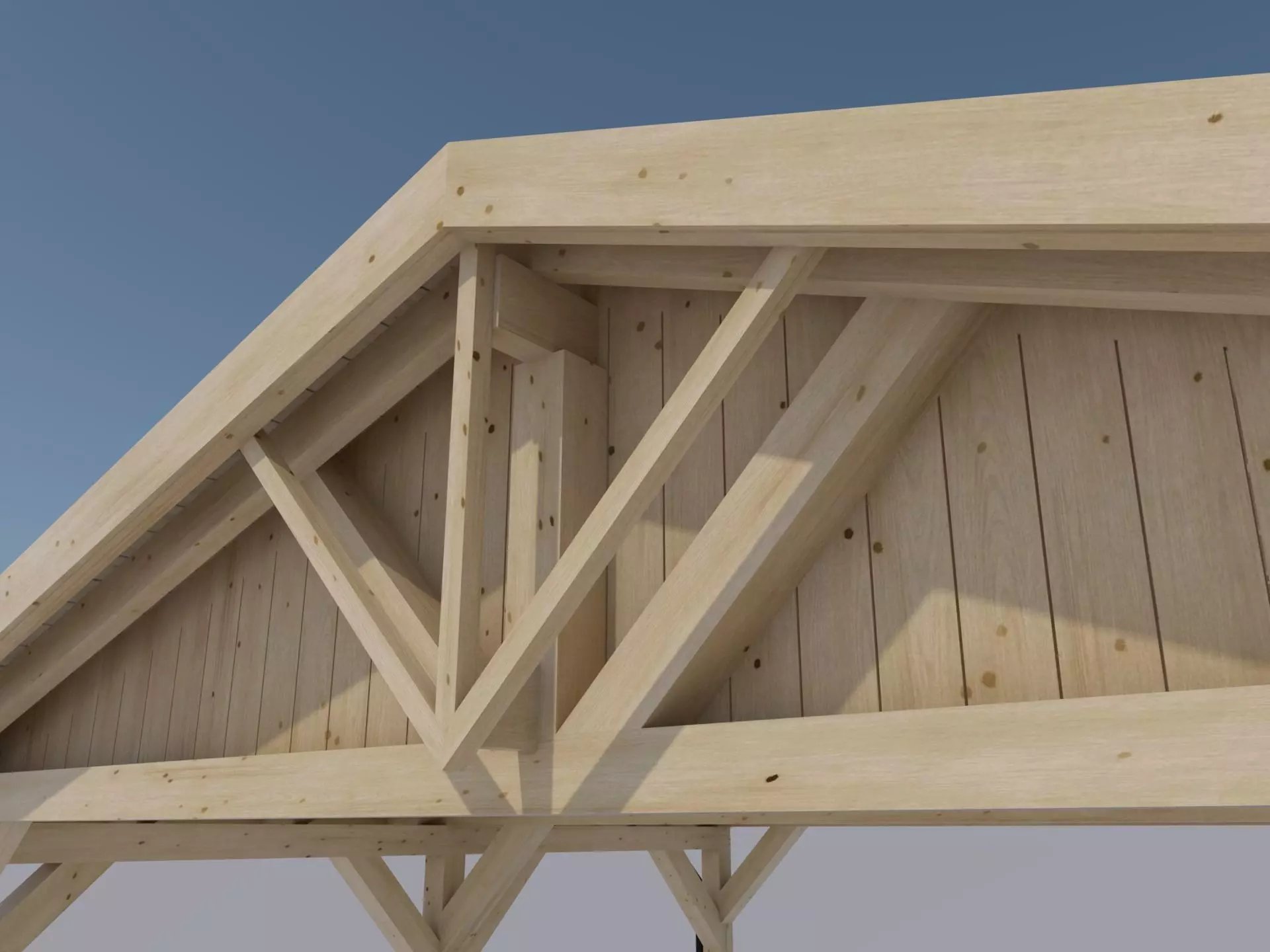 wooden carport 3D model_0
