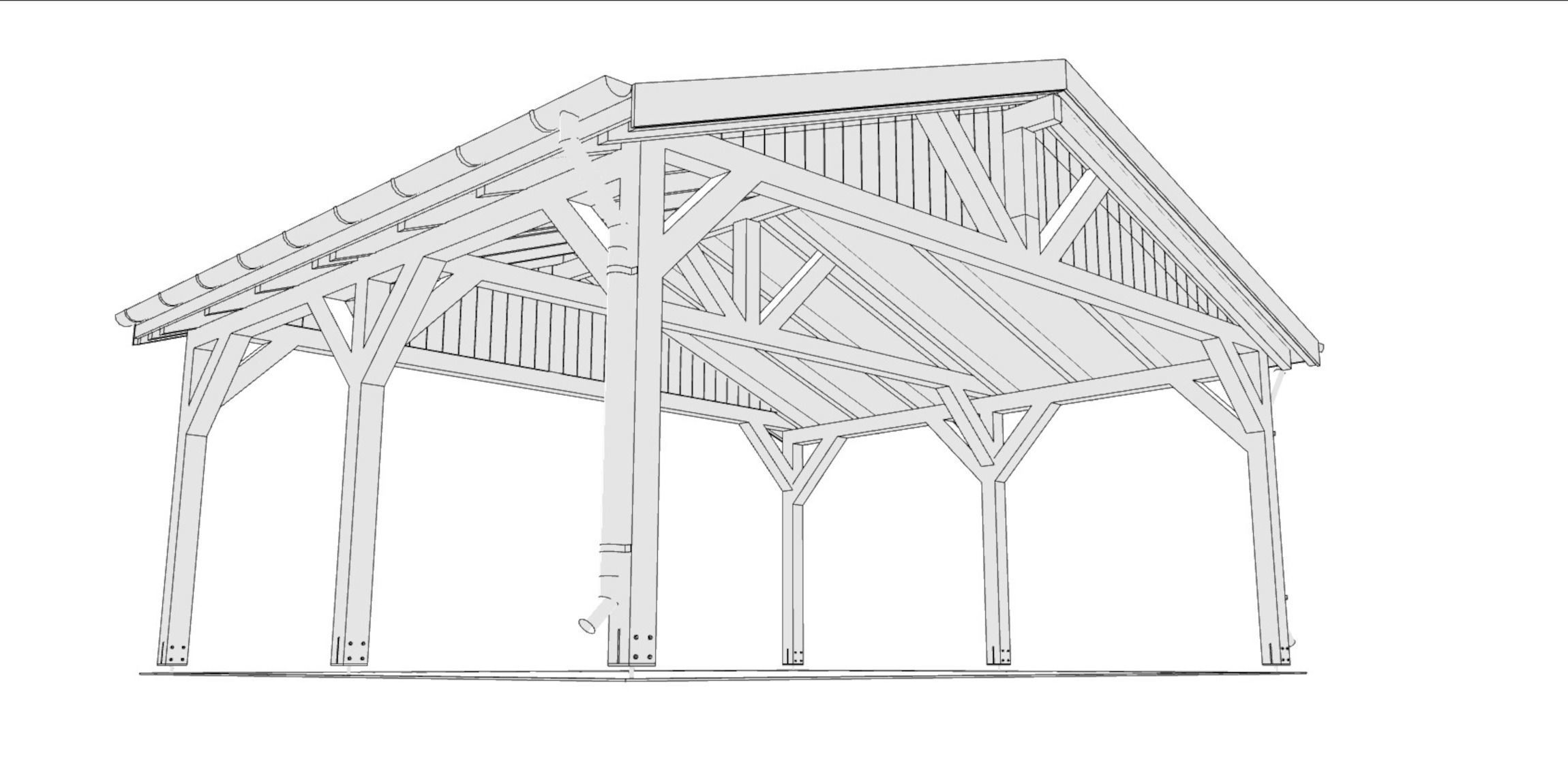 wooden carport 3D model_10