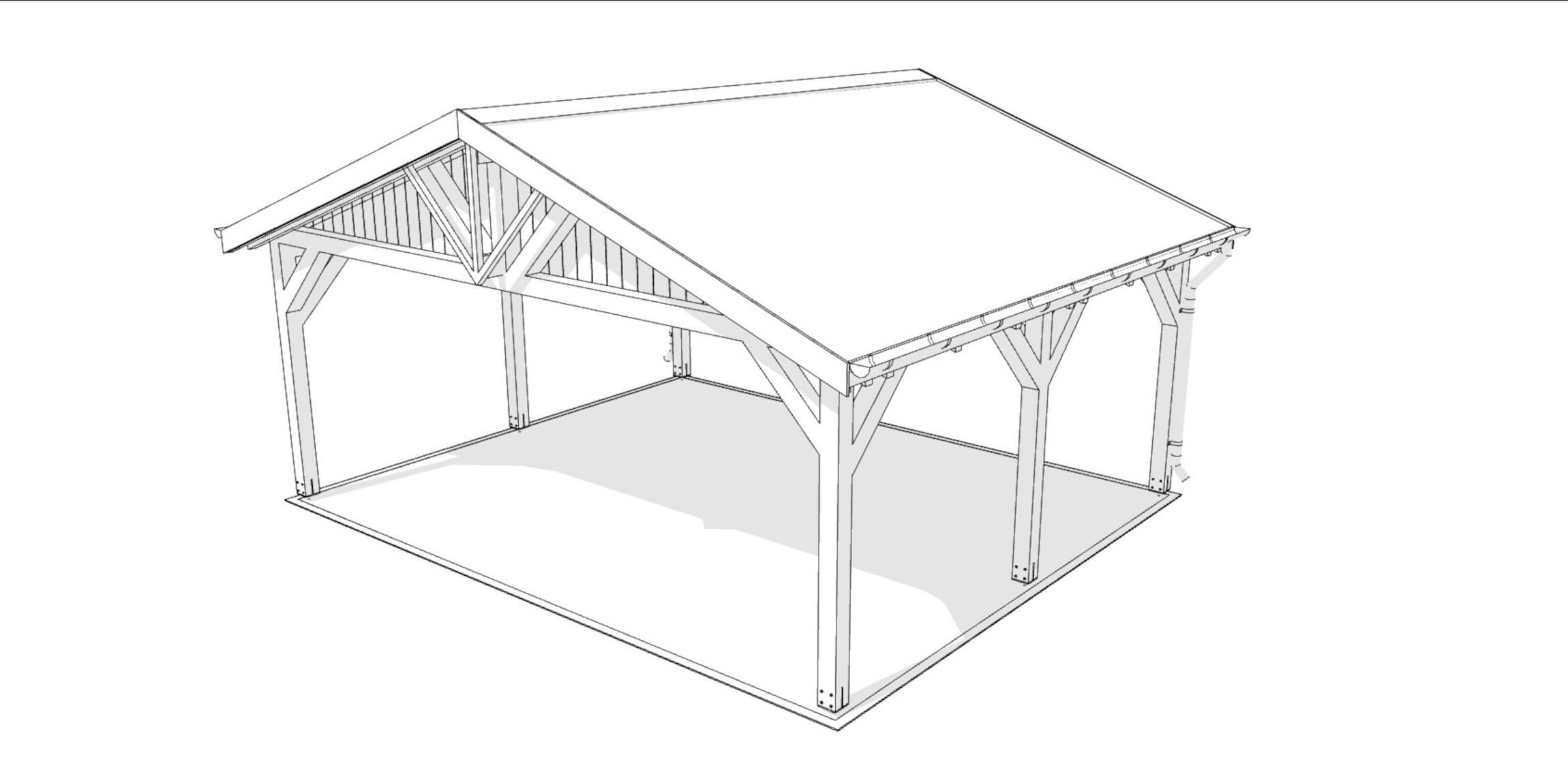 wooden carport 3D model_7