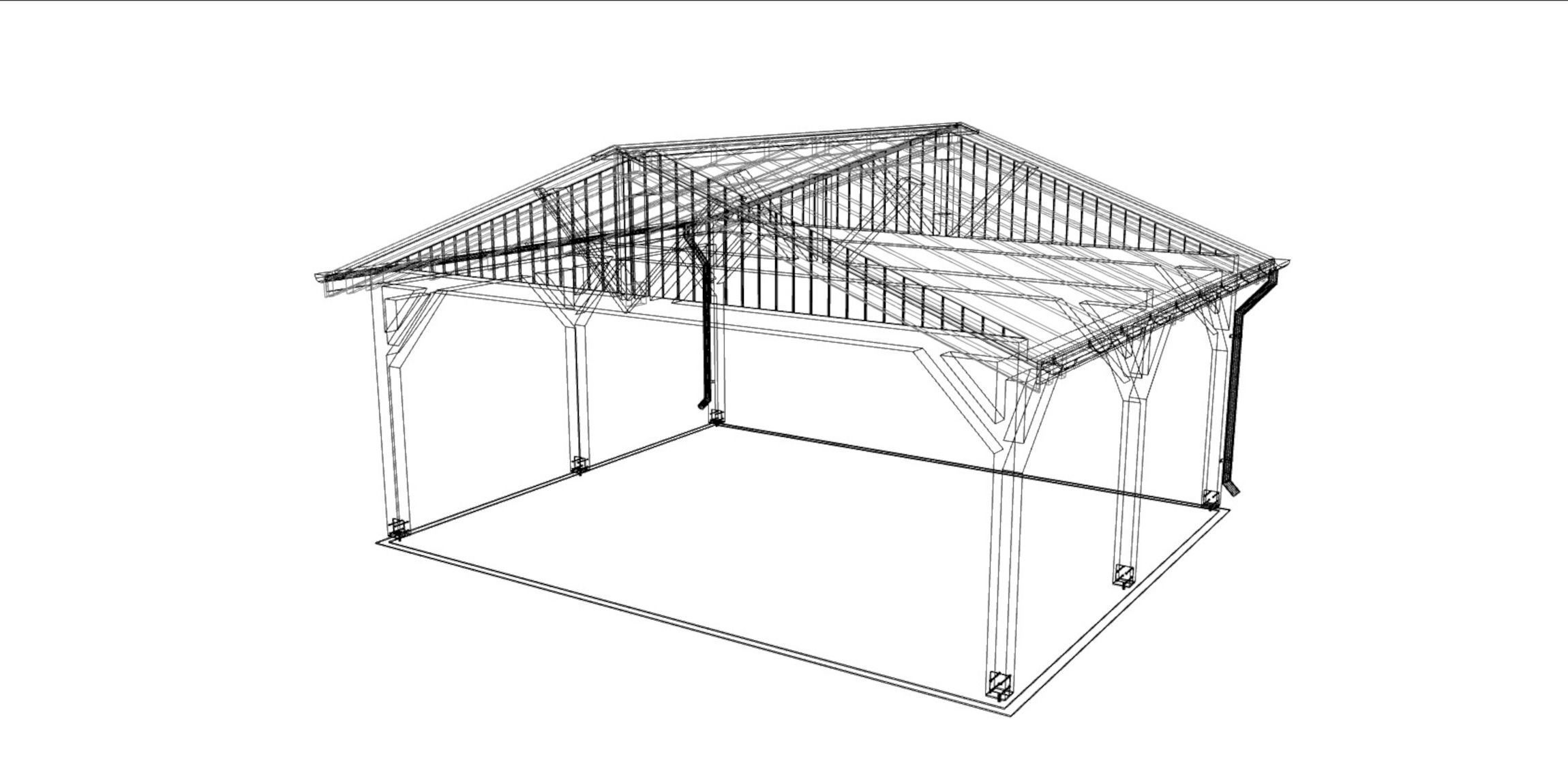 wooden carport 3D model_12