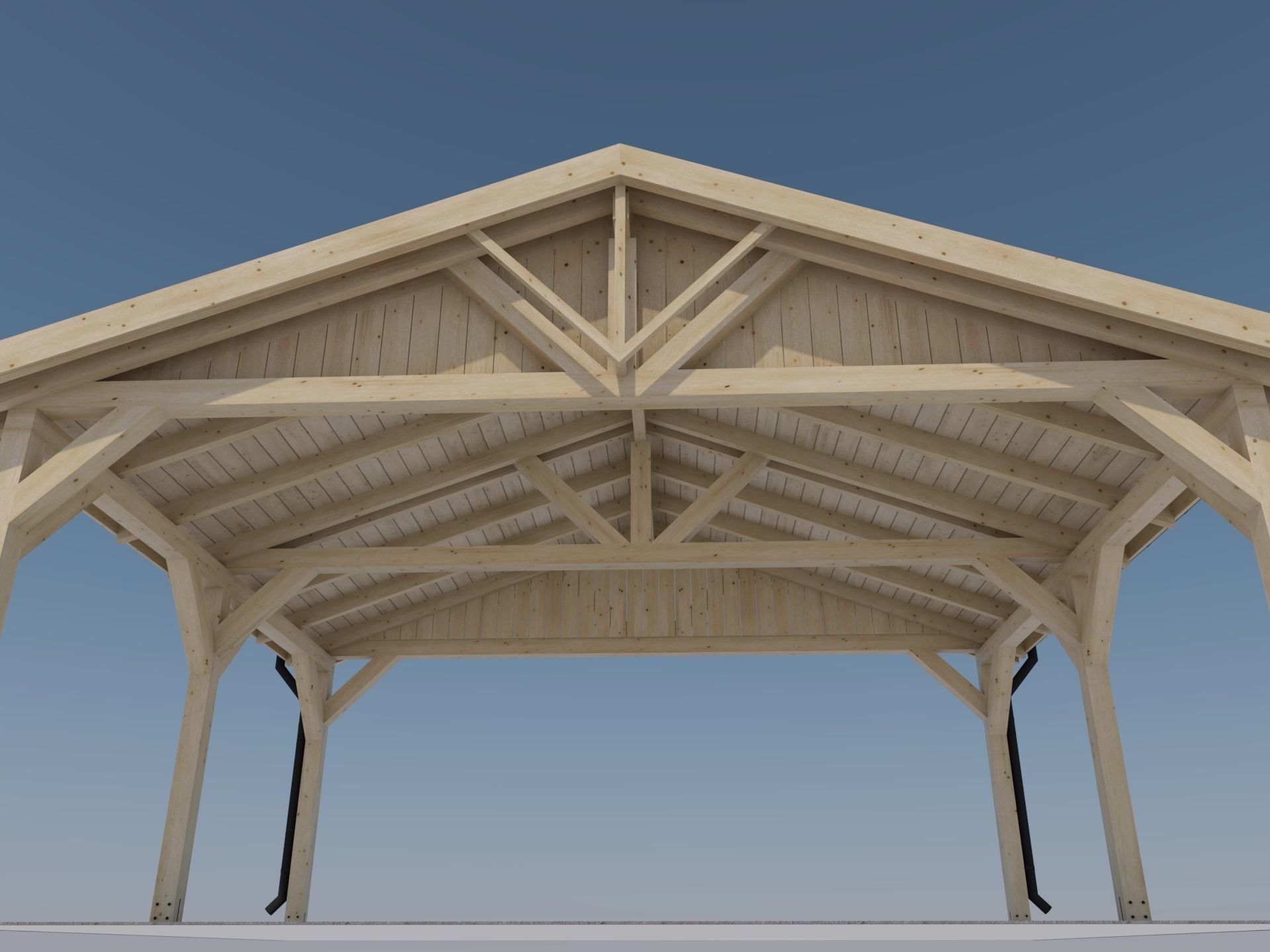 wooden carport 3D model_6