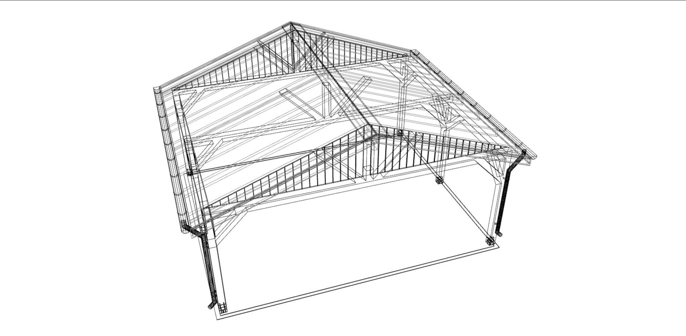 wooden carport 3D model_11