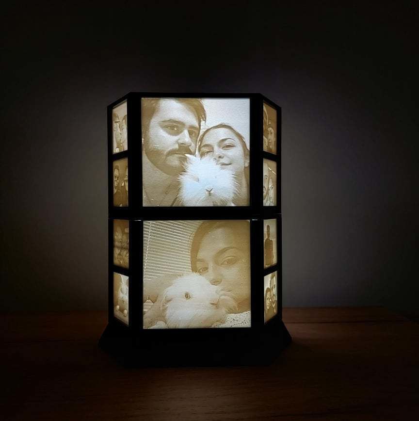 HEXAGONAL ROTATING LITHOPHANE LAMP 3D print model_1