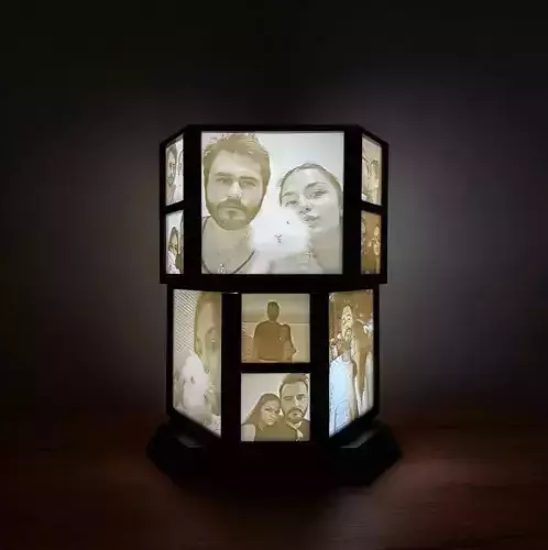 HEXAGONAL ROTATING LITHOPHANE LAMP 3D print model