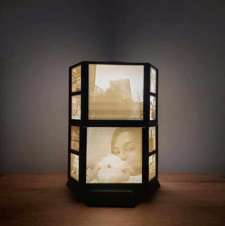 HEXAGONAL ROTATING LITHOPHANE LAMP 3D print model_5