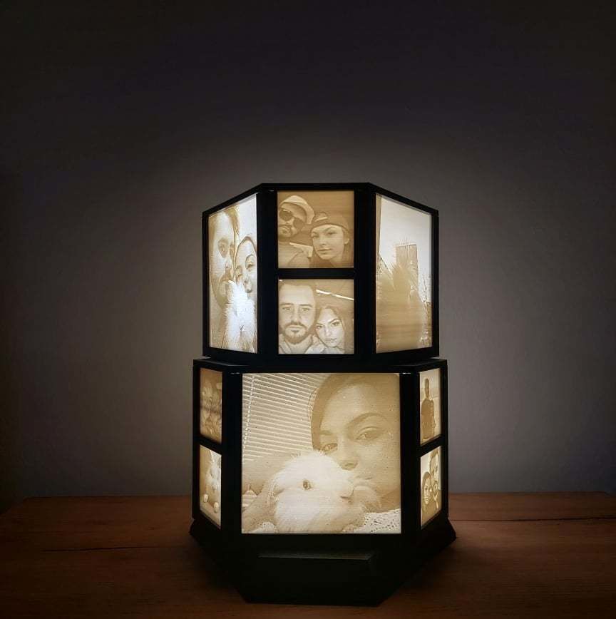 HEXAGONAL ROTATING LITHOPHANE LAMP 3D print model_2