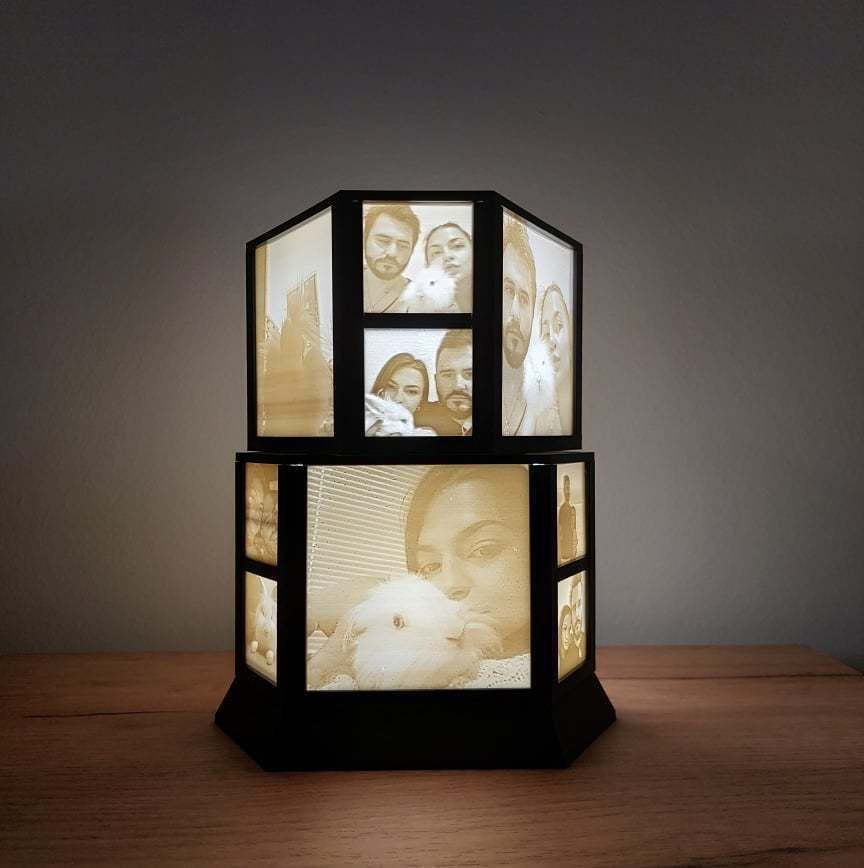 HEXAGONAL ROTATING LITHOPHANE LAMP 3D print model_3