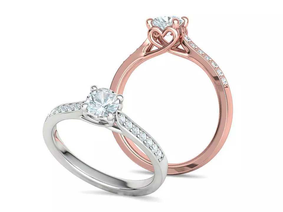 Heart Engagement Ring Half Carat Stone Solitaire Ring 3D print model
