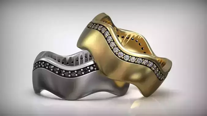 Waves Diamond Wedding Band