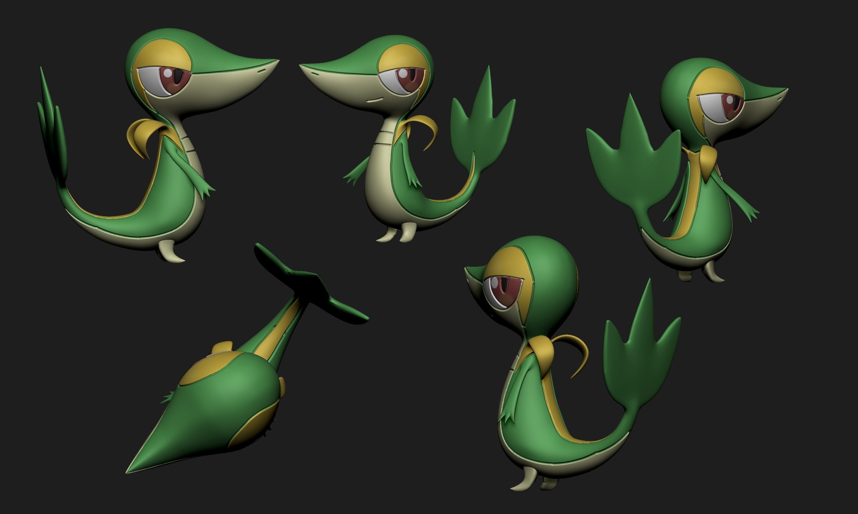 Pokemon - Snivy with two different poses 3D print model_2