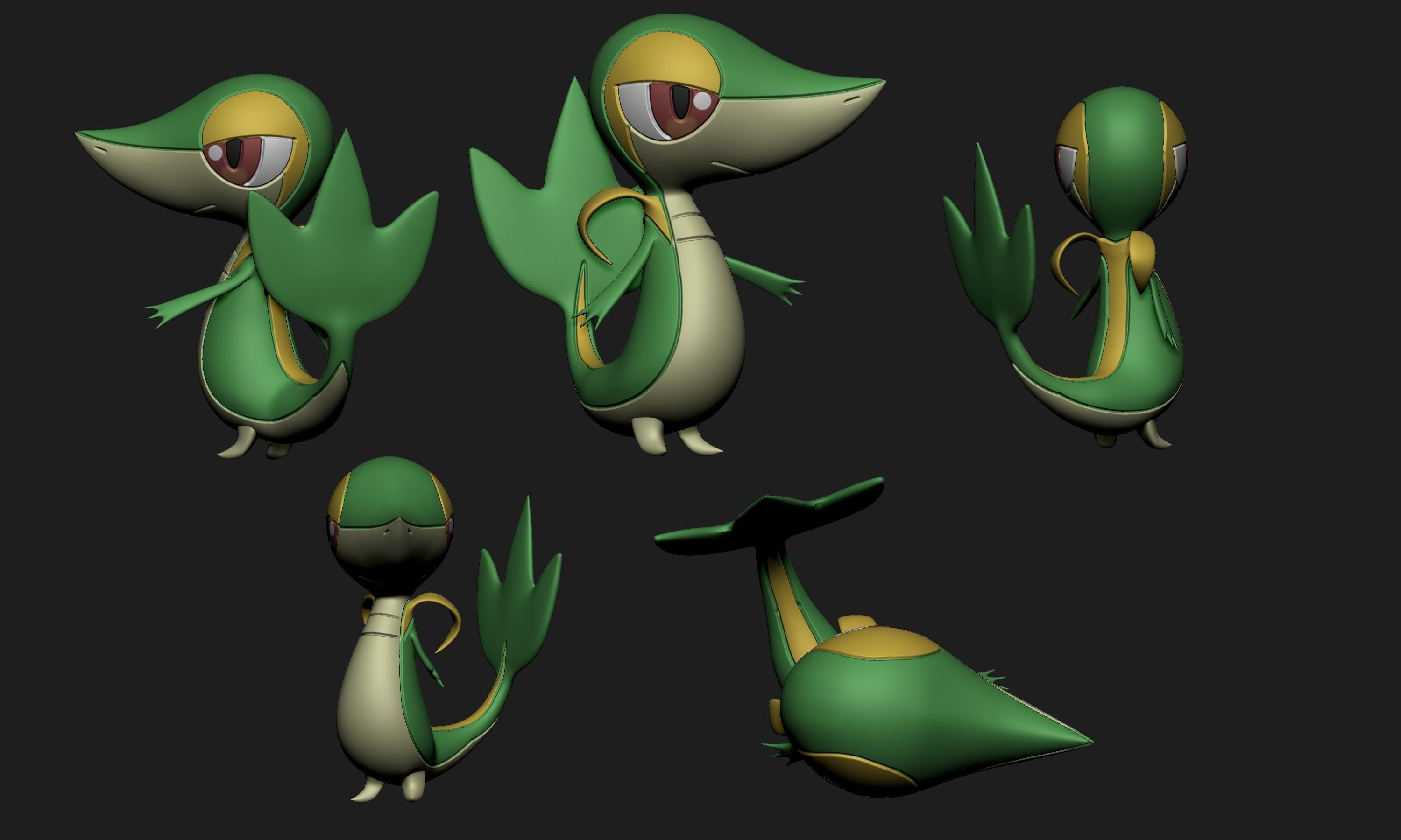 Pokemon - Snivy with two different poses 3D print model_5