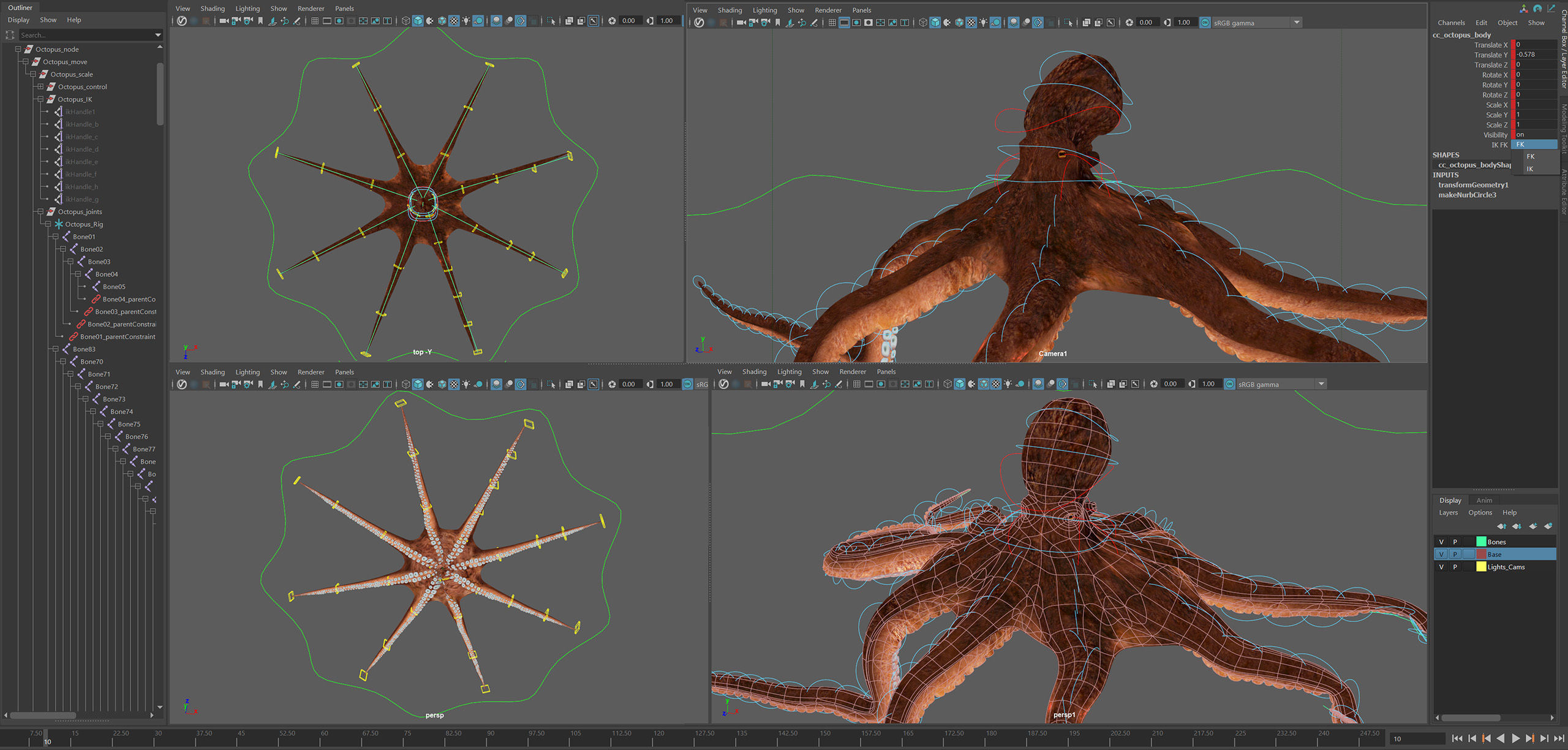 Animated Octopus v2 Low-poly 3D model_10
