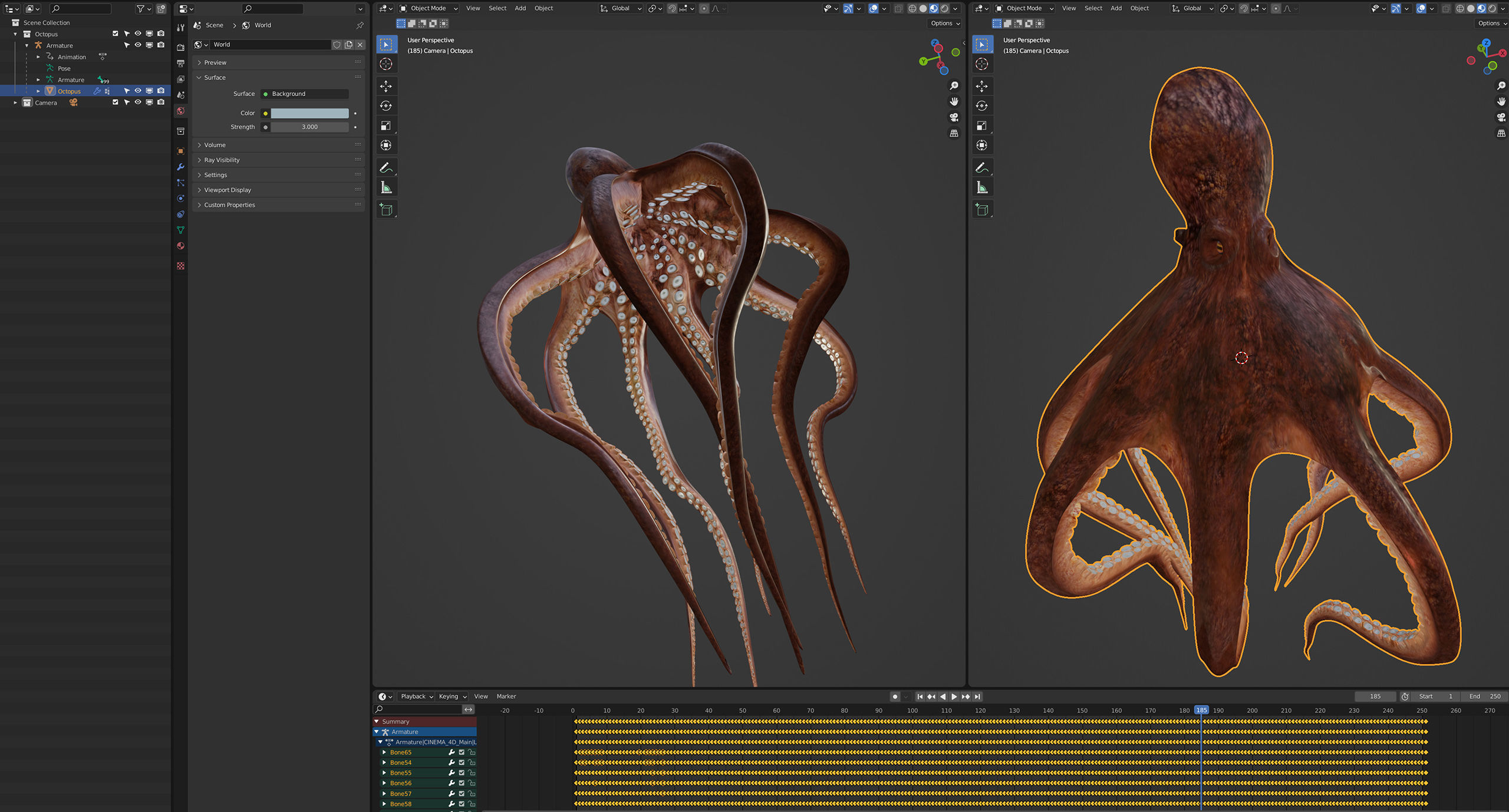 Animated Octopus v2 Low-poly 3D model_7