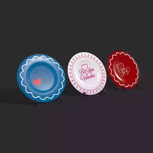 Valentines Day Decoration Plates Low-poly 3D model