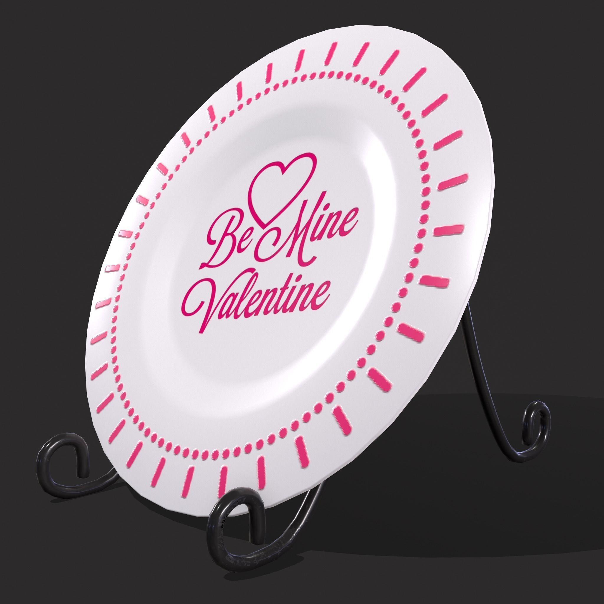 Valentines Day Decoration Plates Low-poly 3D model_11