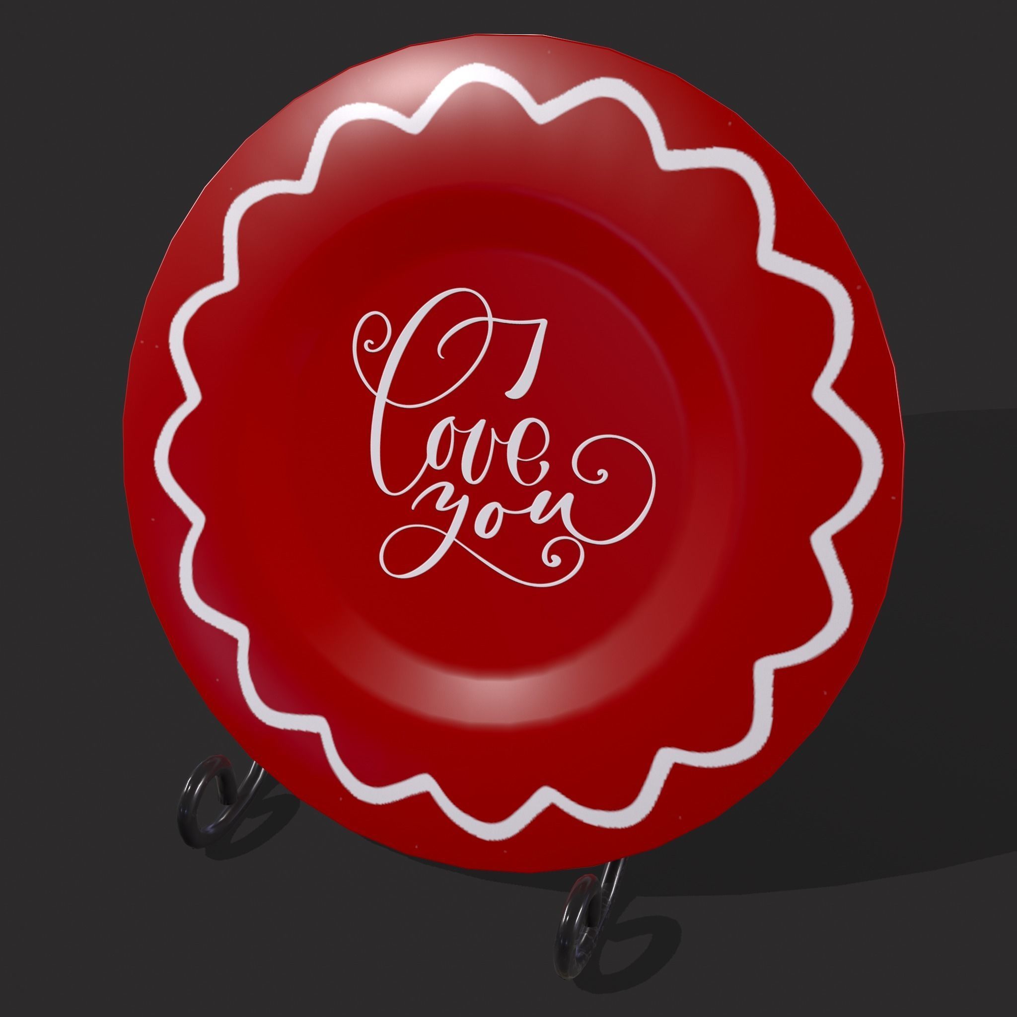Valentines Day Decoration Plates Low-poly 3D model_12