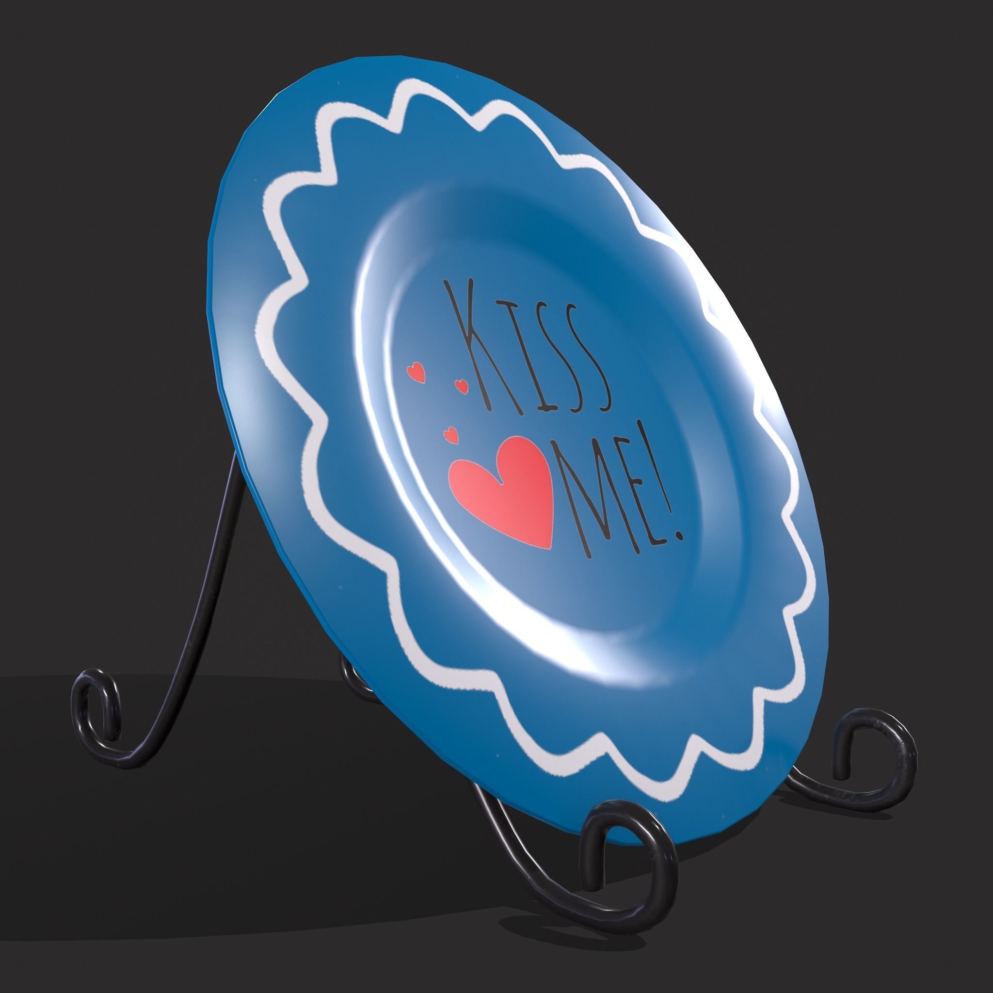 Valentines Day Decoration Plates Low-poly 3D model_7
