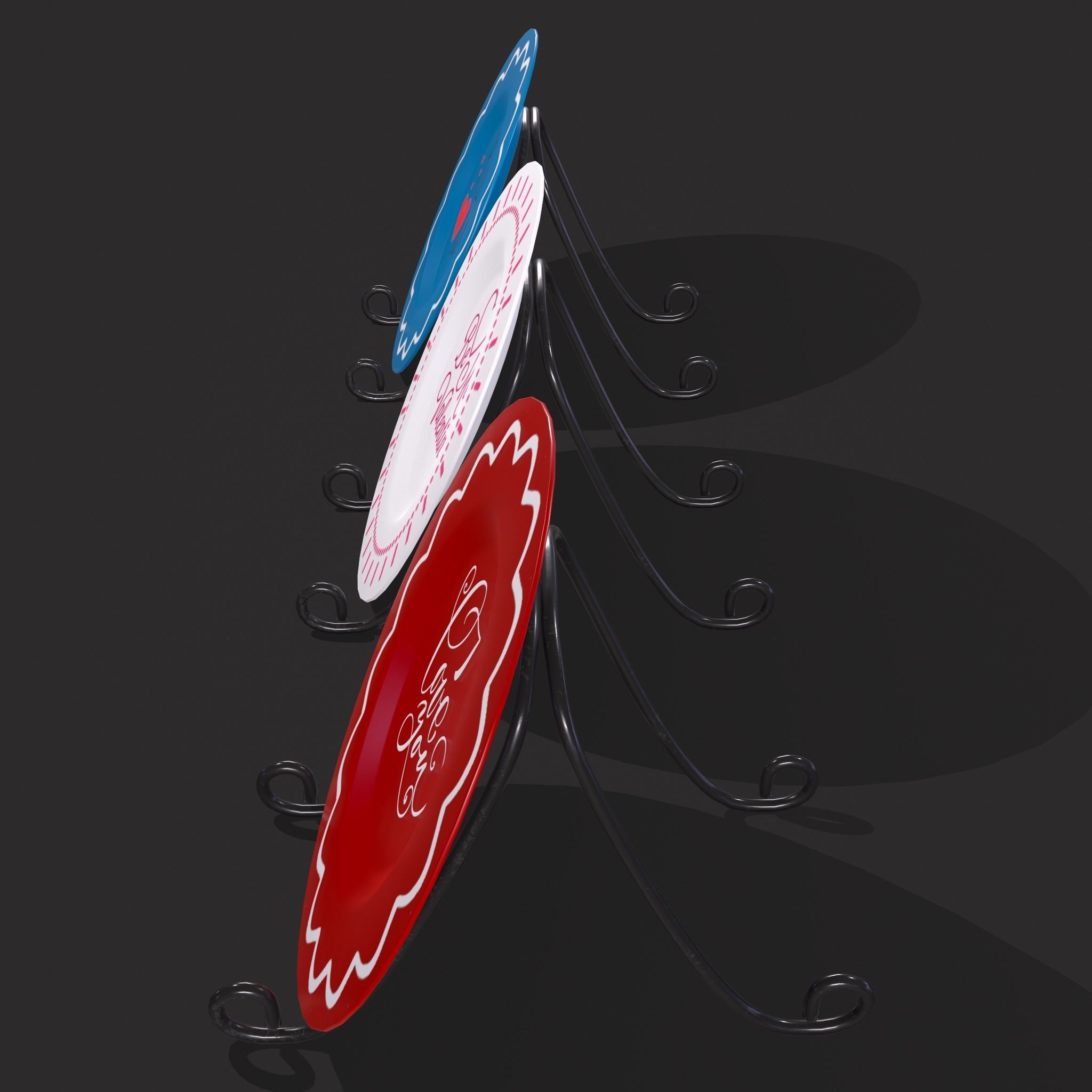 Valentines Day Decoration Plates Low-poly 3D model_19