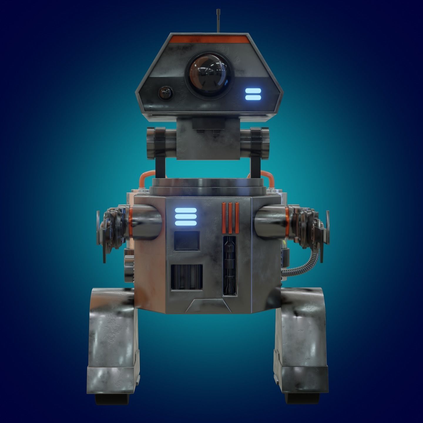 Stylized Robot in the style of Star Wars PBR game ready Low-poly 3D model_4