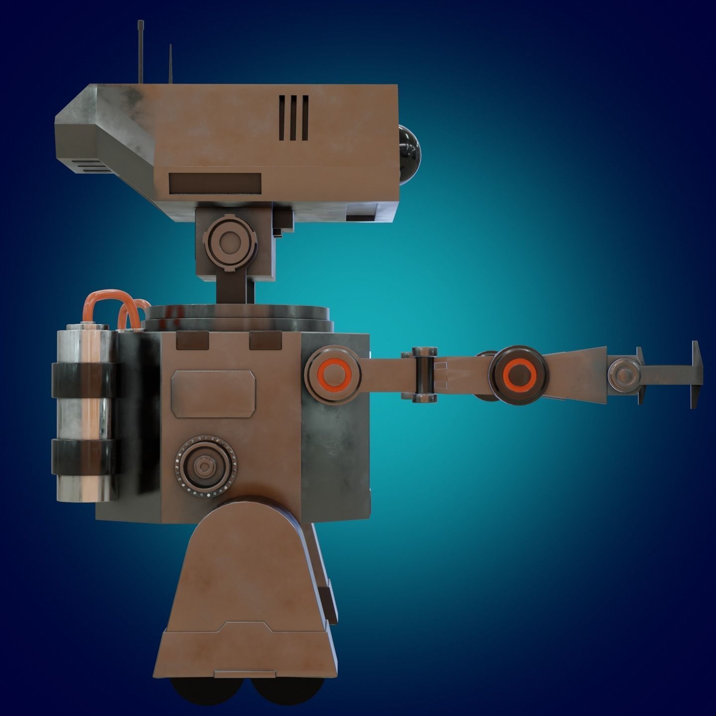 Stylized Robot in the style of Star Wars PBR game ready Low-poly 3D model_3