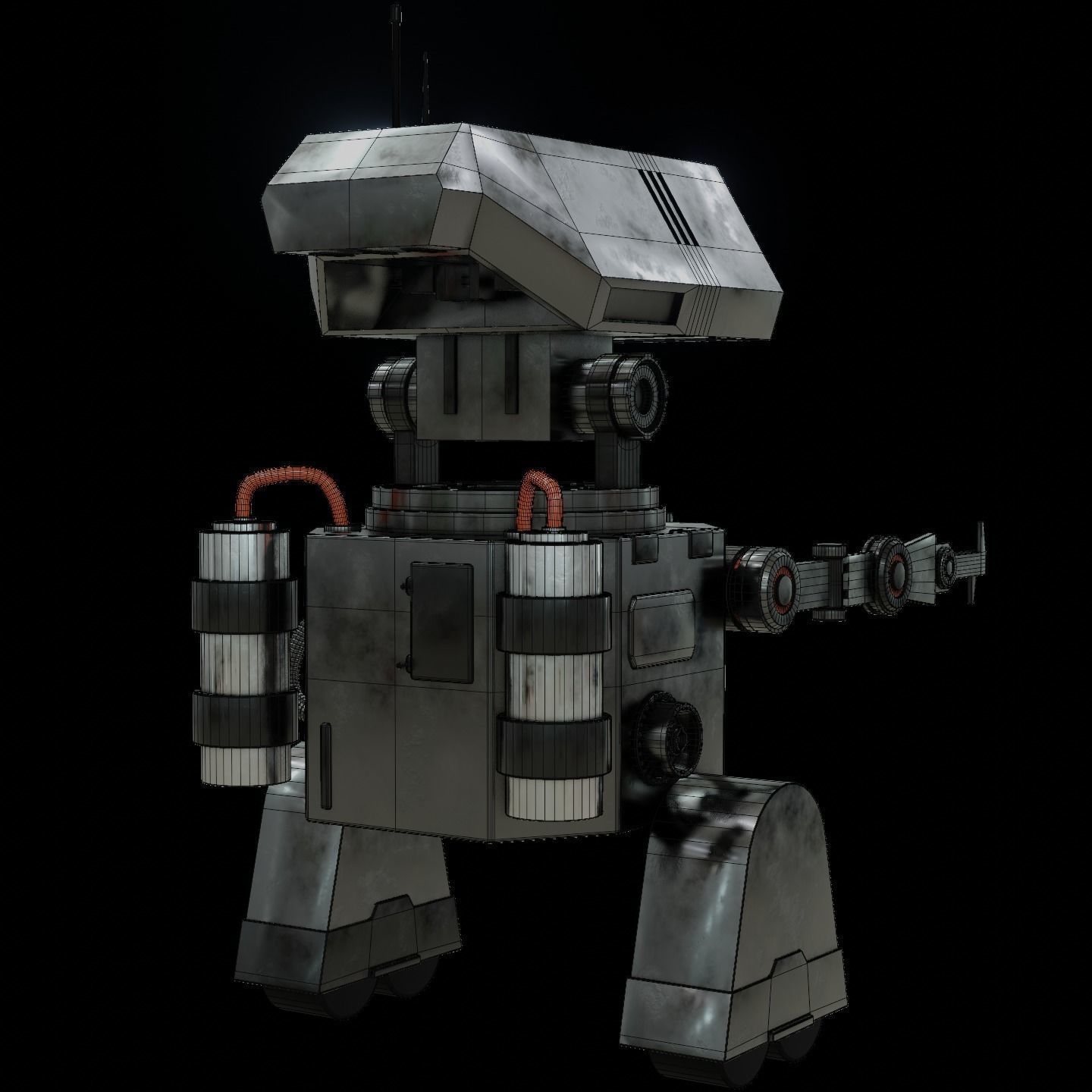Stylized Robot in the style of Star Wars PBR game ready Low-poly 3D model_7