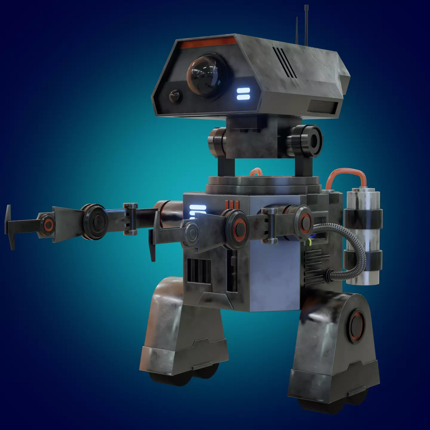 Stylized Robot in the style of Star Wars PBR game ready Low-poly 3D model_0