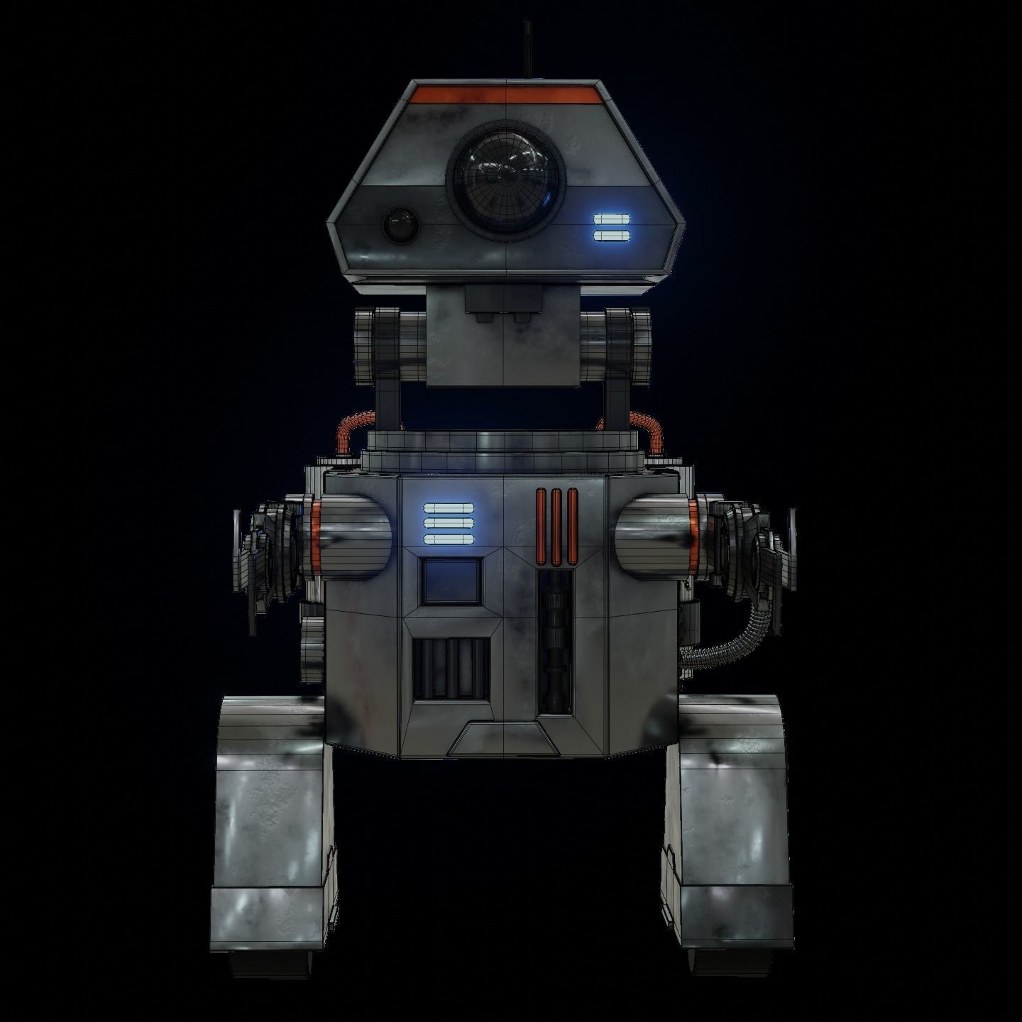 Stylized Robot in the style of Star Wars PBR game ready Low-poly 3D model_5