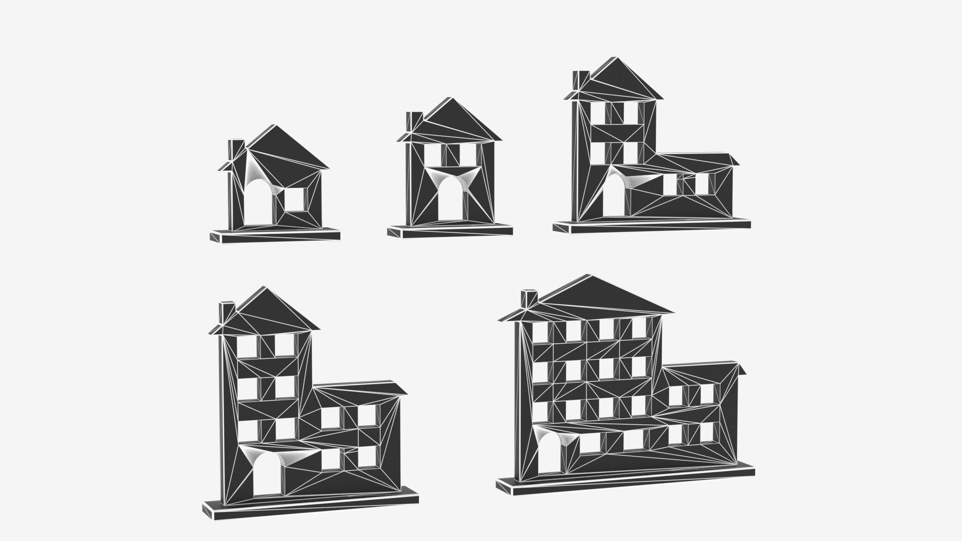 Cartoon House Icon Collection Low-poly 3D model_4