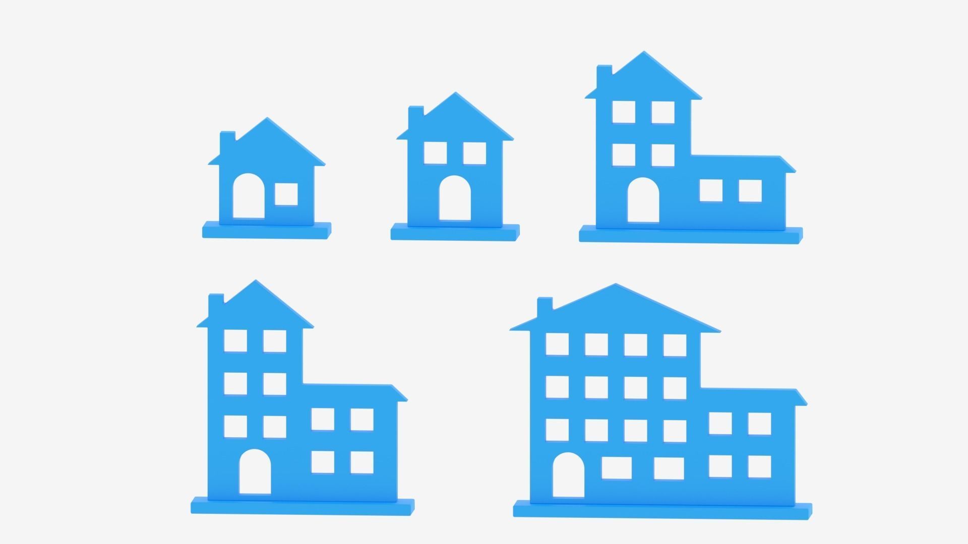 Cartoon House Icon Collection Low-poly 3D model_1