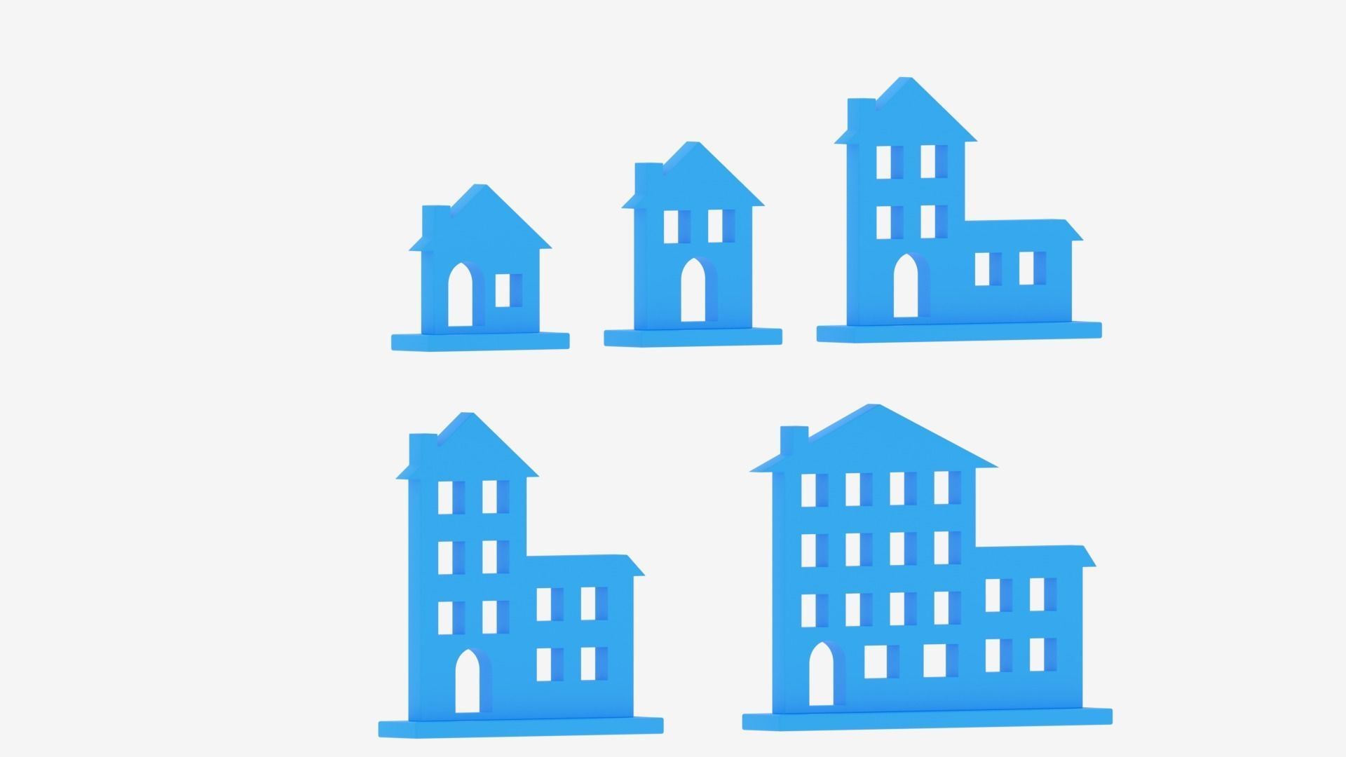 Cartoon House Icon Collection Low-poly 3D model_9