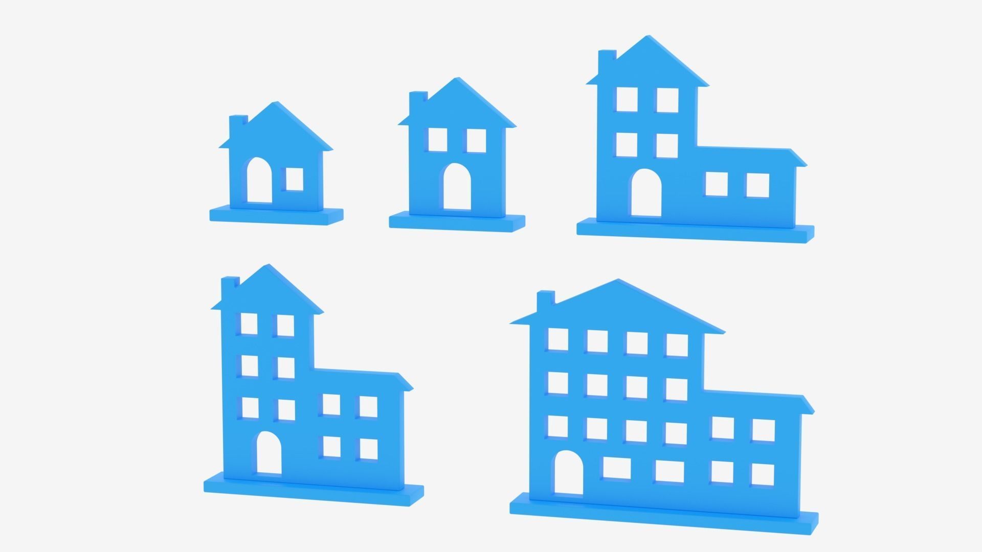 Cartoon House Icon Collection Low-poly 3D model_6