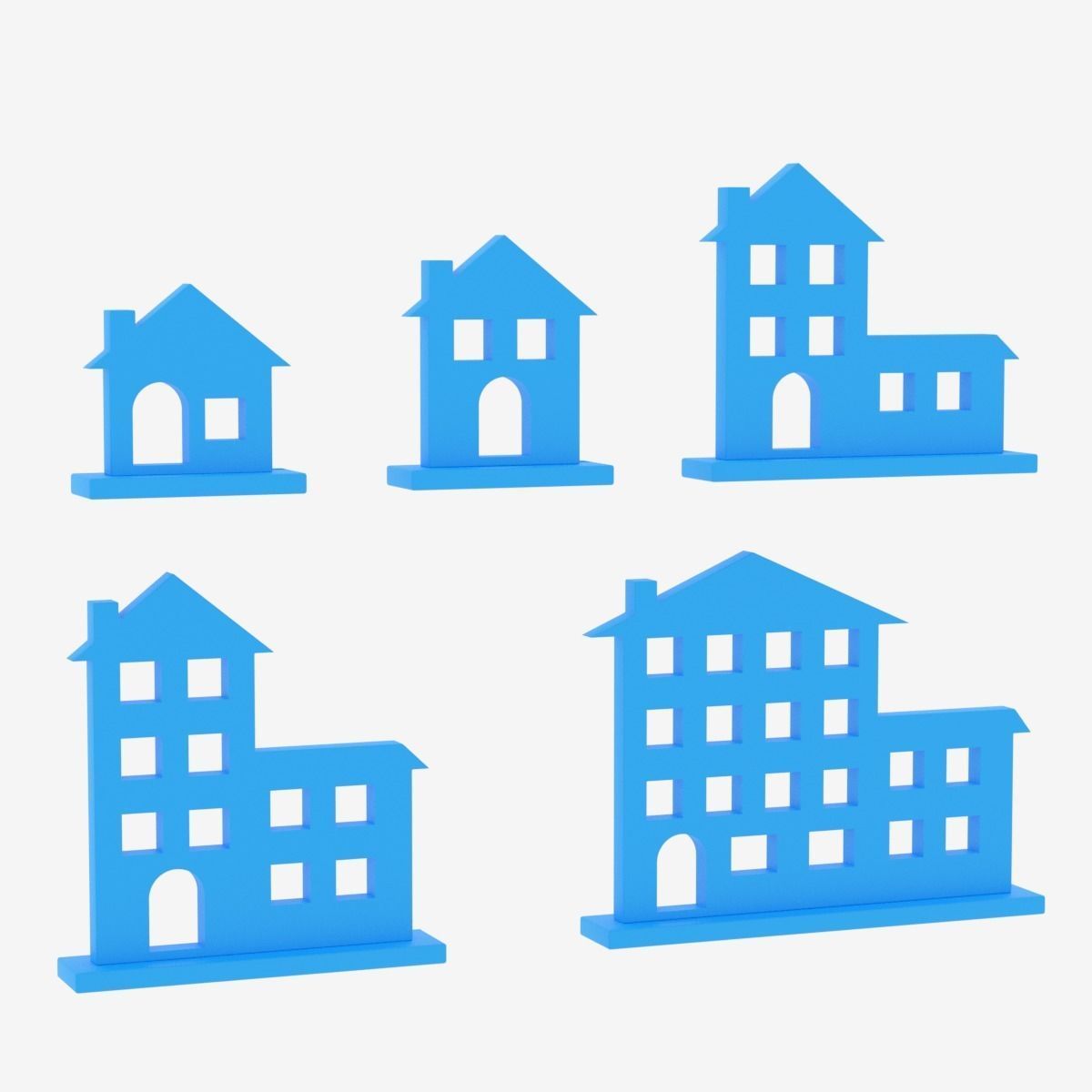 Cartoon House Icon Collection Low-poly 3D model_10