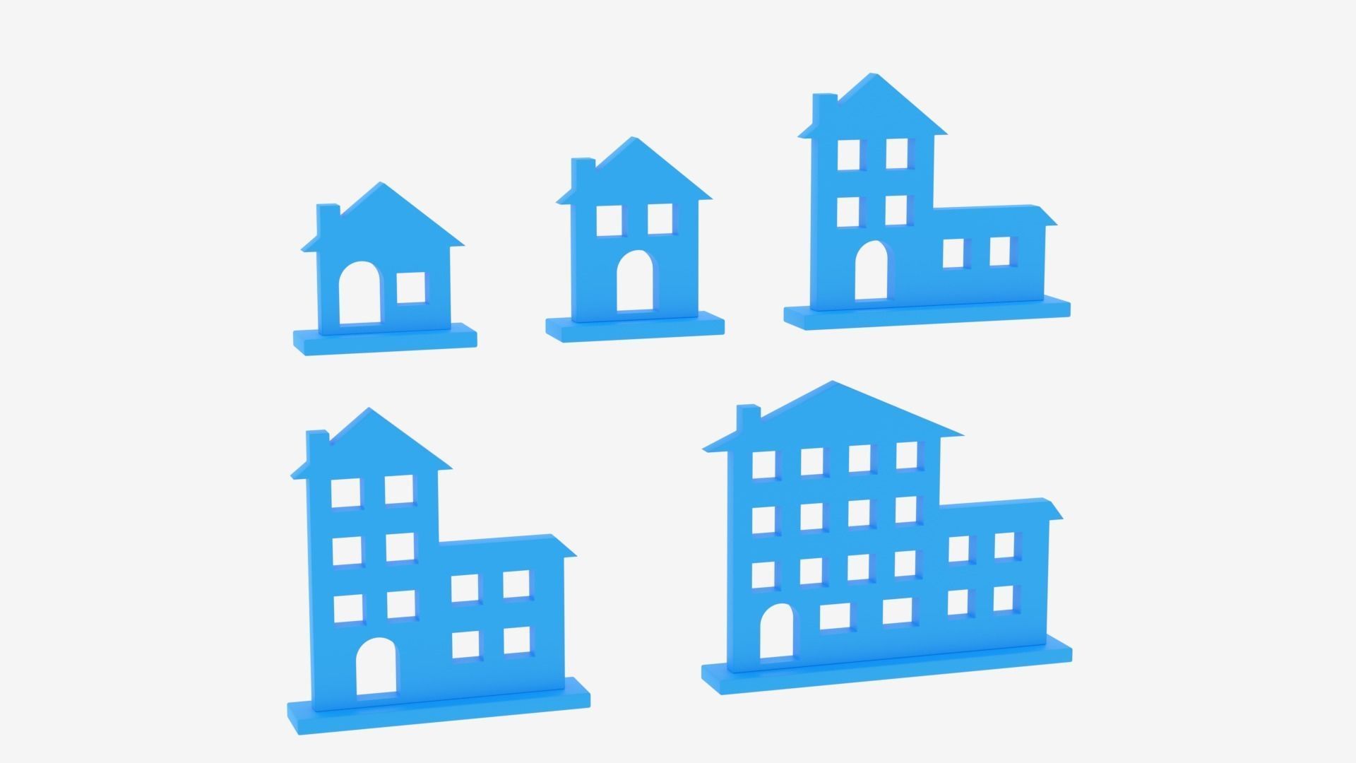 Cartoon House Icon Collection Low-poly 3D model_2