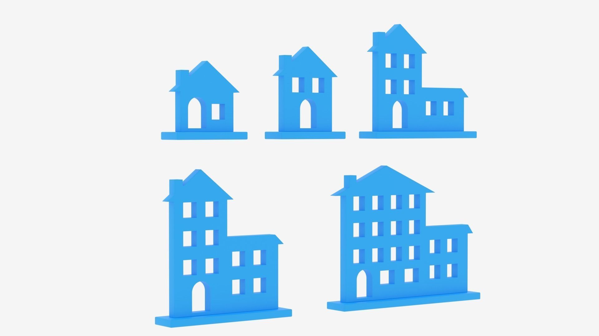 Cartoon House Icon Collection Low-poly 3D model_8