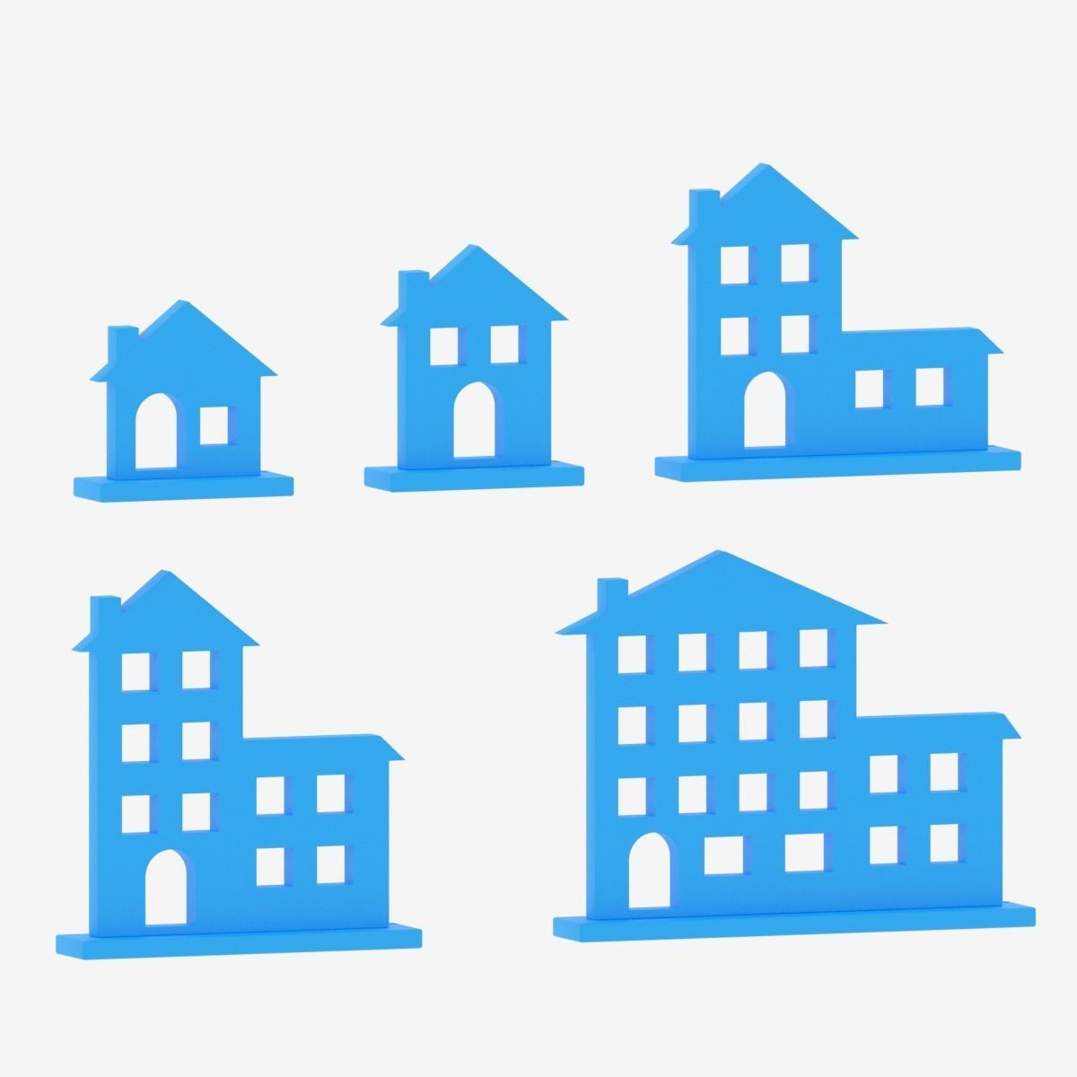 Cartoon House Icon Collection Low-poly 3D model_3