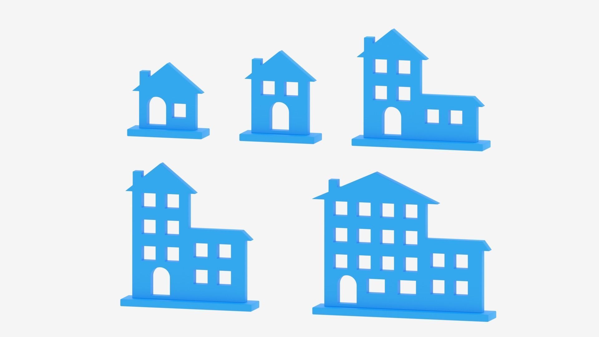 Cartoon House Icon Collection Low-poly 3D model_7