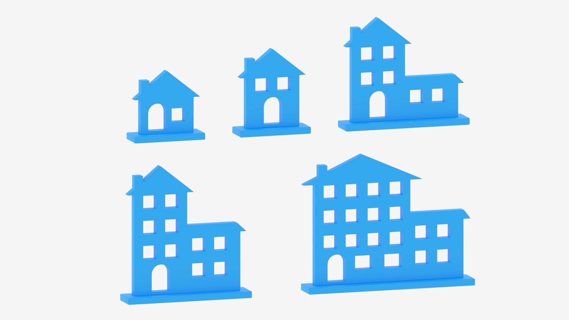 Cartoon House Icon Collection Low-poly 3D model_5