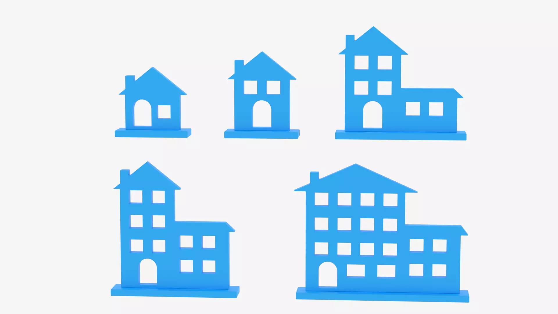 Cartoon House Icon Collection Low-poly 3D model_0